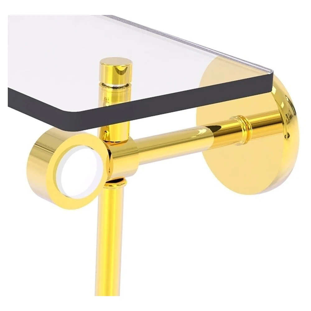 Allied Brass Clearview Polished Brass 2-Tier Wall Mount Bathroom Shelf with Towel Bar, 22 x 12.8 x 5 in - Image 2