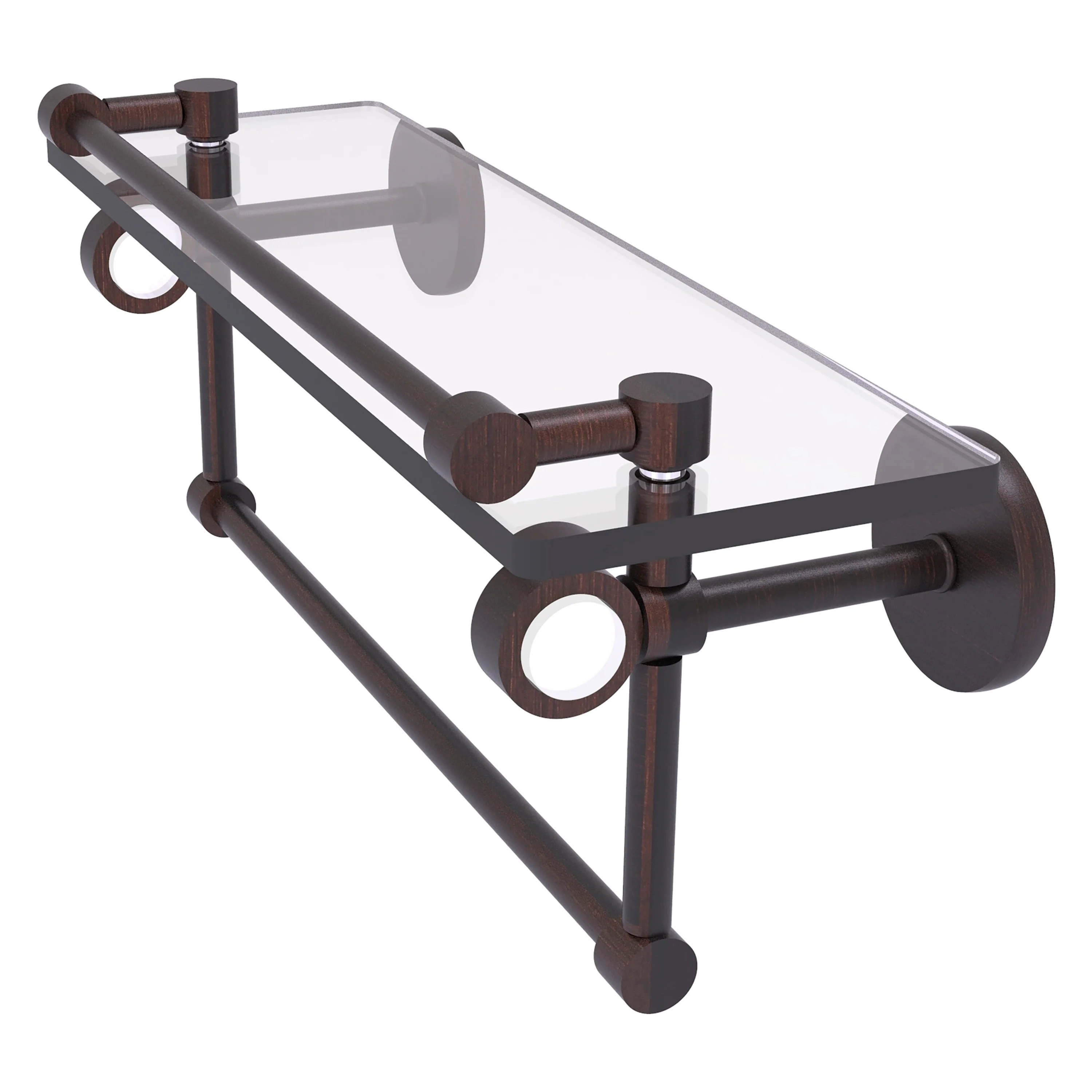 Allied Brass Clearview Venetian Bronze 1-Tier Brass Wall Mount Bathroom Shelf, 16 x 6.7 x 5 in