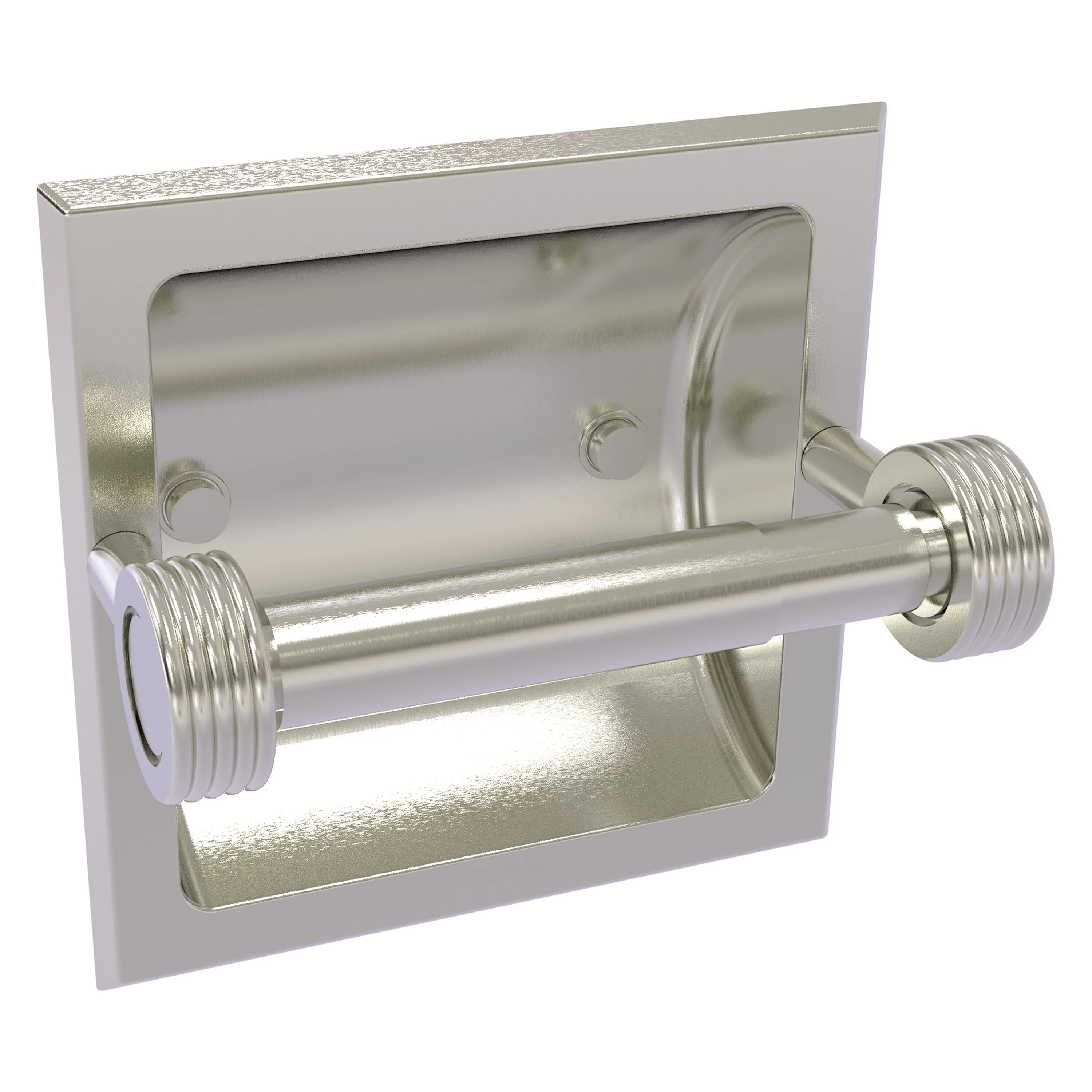 Allied Brass Continental Satin Nickel Recessed Double Post Toilet Paper Holder