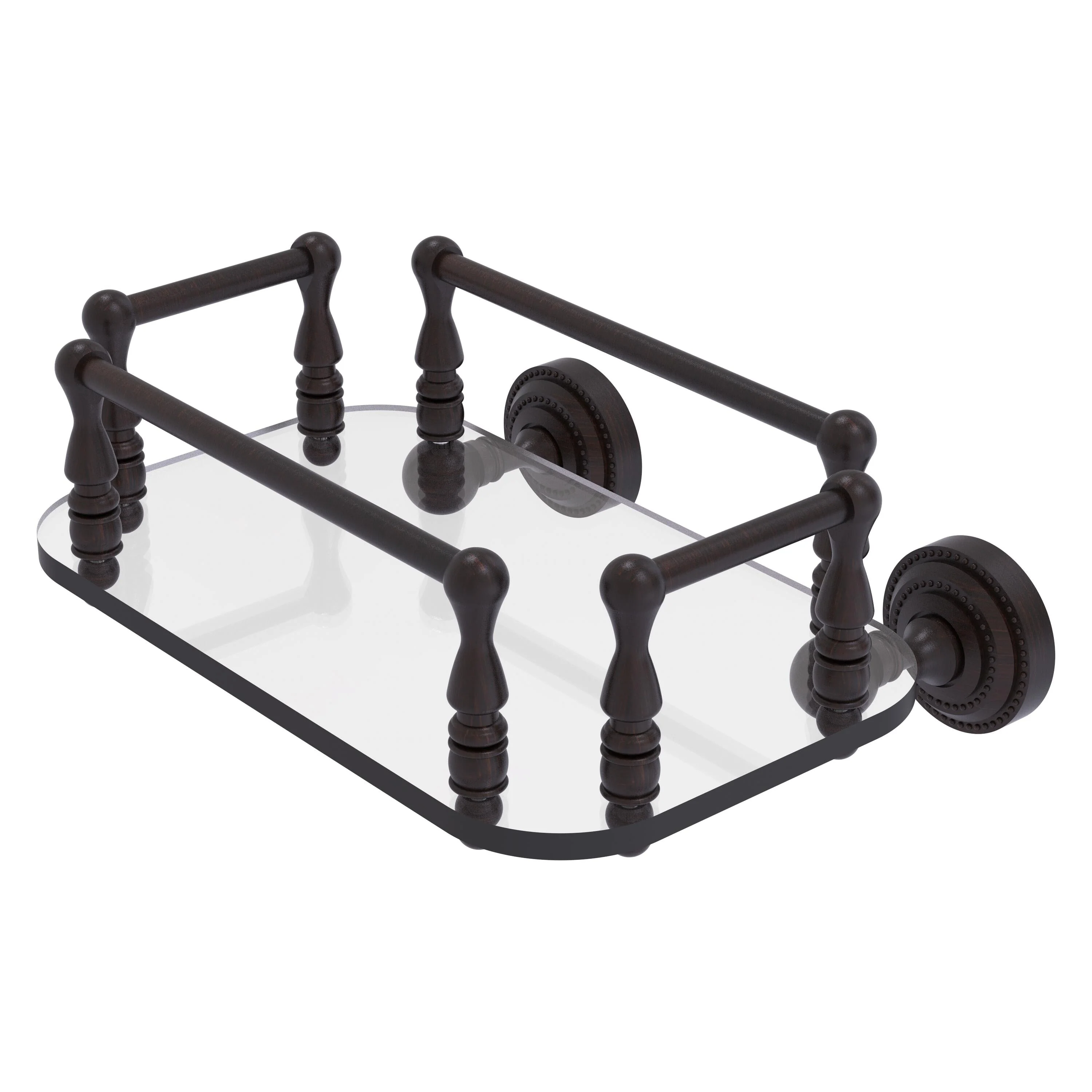 Allied Brass Dottingham Collection Wall Mounted Glass Guest Towel Tray in Matte Black
