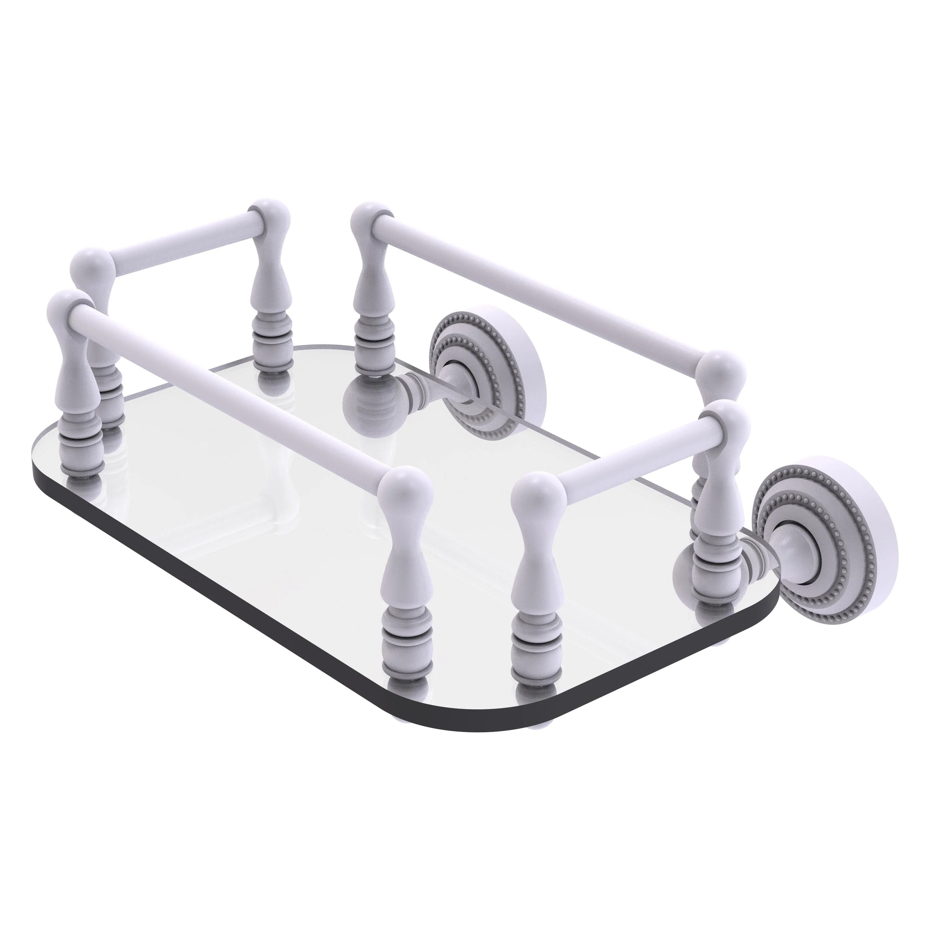 Allied Brass Dottingham Collection Wall Mounted Glass Guest Towel Tray in Matte Black - Image 7