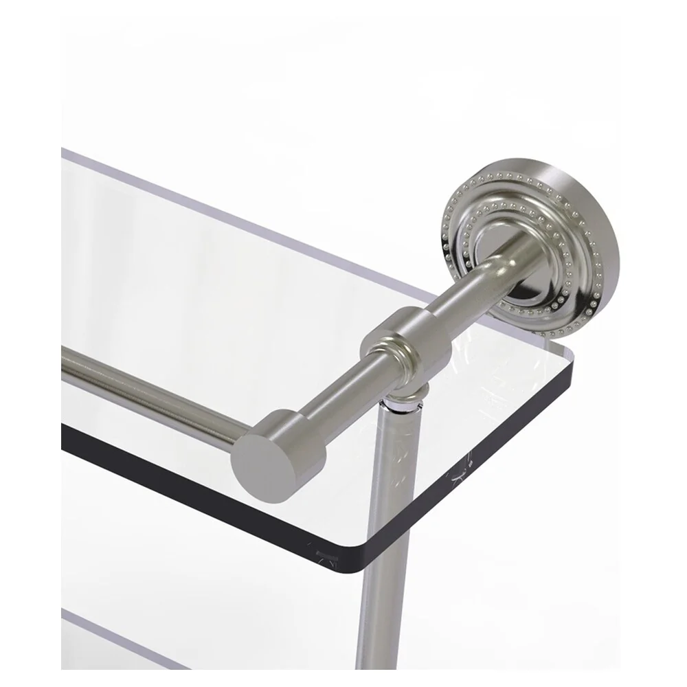 Allied Brass Dottingham Satin Nickel 2-Tier Brass Wall Mount Bathroom Shelf, 22 x 8 x 5 in - Image 2