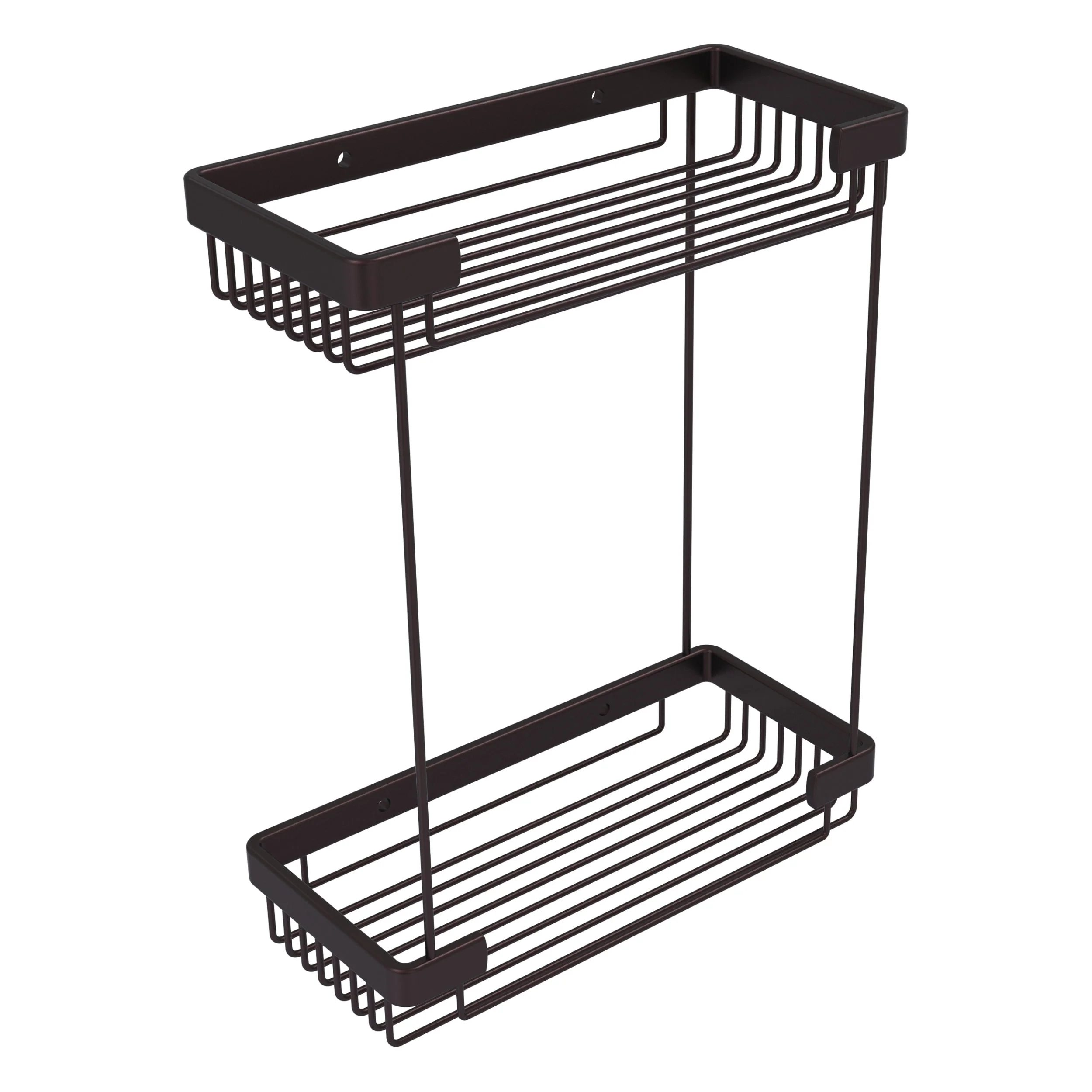 Allied Brass Double Tier Rectangular Toiletry Shower Basket in Antique Bronze, 10.5 x 12 x 4.8 in