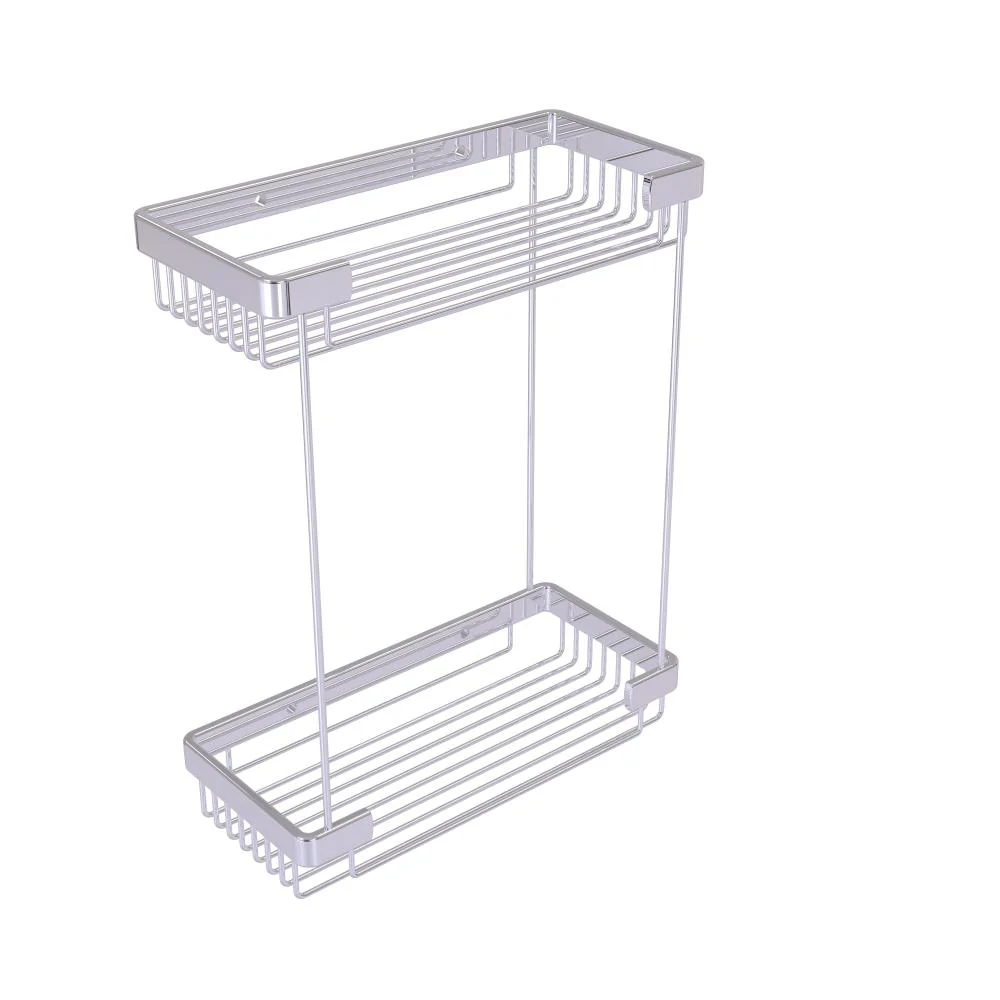 Allied Brass Double Tier Rectangular Toiletry Shower Basket in Polished Chrome