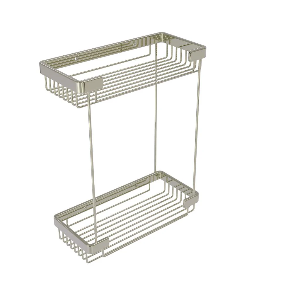 Allied Brass Double Tier Rectangular Toiletry Shower Basket in Polished Nickel