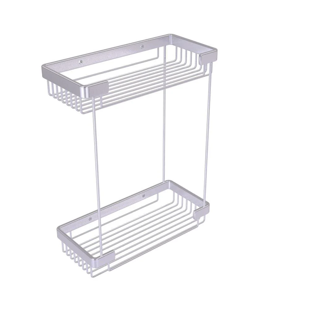 Allied Brass Double Tier Rectangular Toiletry Shower Basket in Satin Chrome