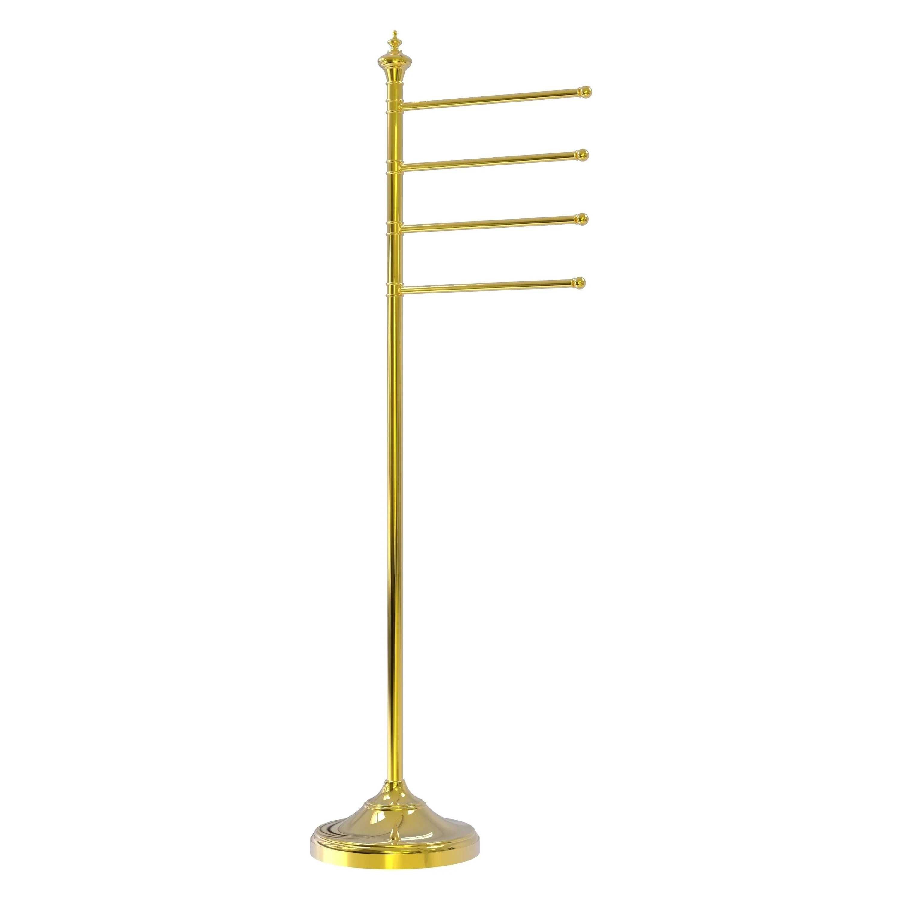 Allied Brass Floor Standing 4 Pivoting Swing Arm Towel Holder, Polished Brass, 12 x 49 x 10.5 in