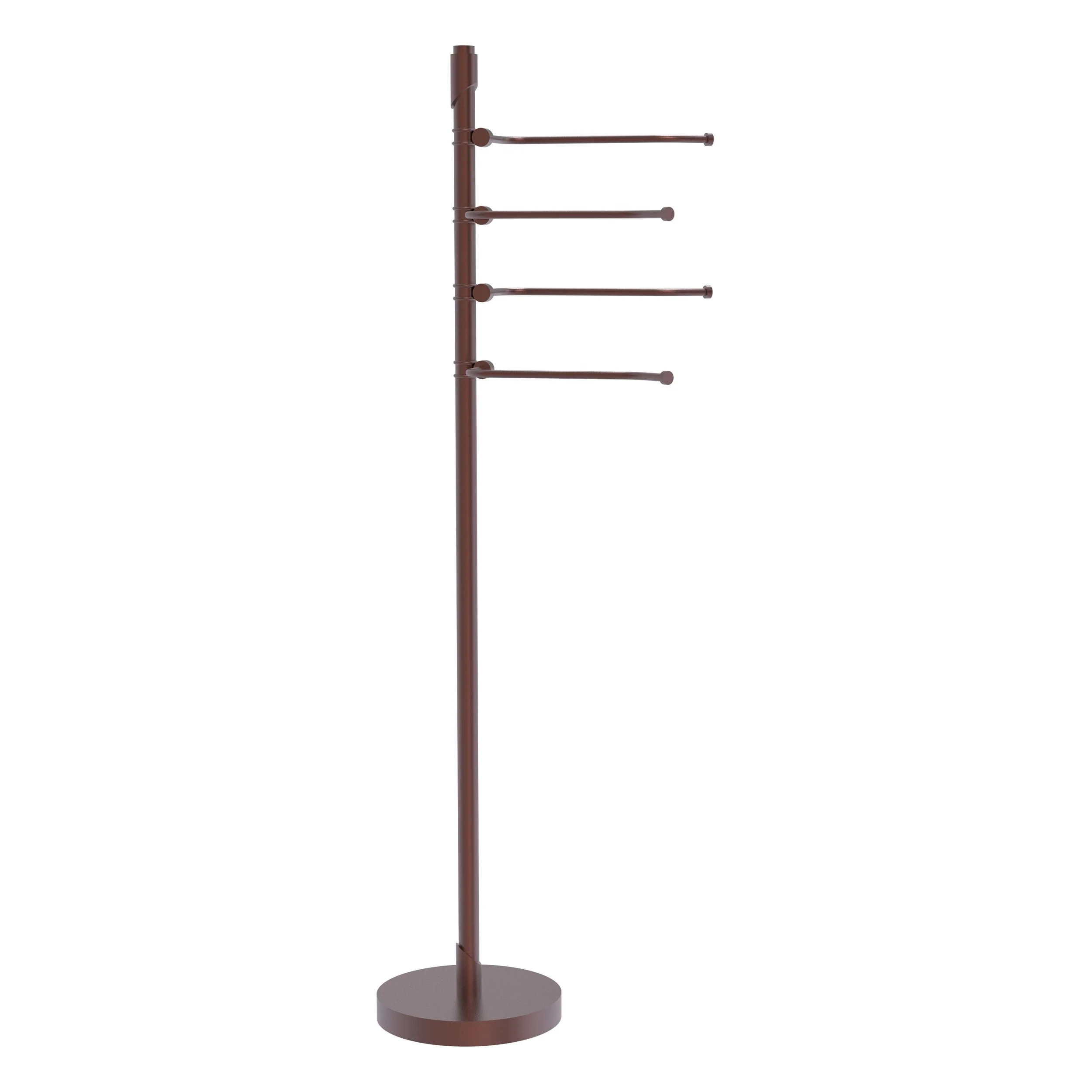 Allied Brass Floor Standing 49-in 4 Pivoting Swing Arm Towel Holder in Antique Copper
