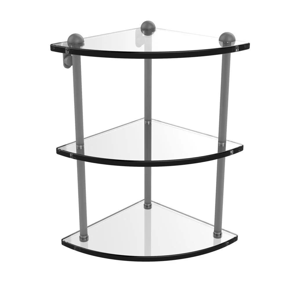 Allied Brass Matte Gray 3-Tier Brass Wall Mount Bathroom Shelf