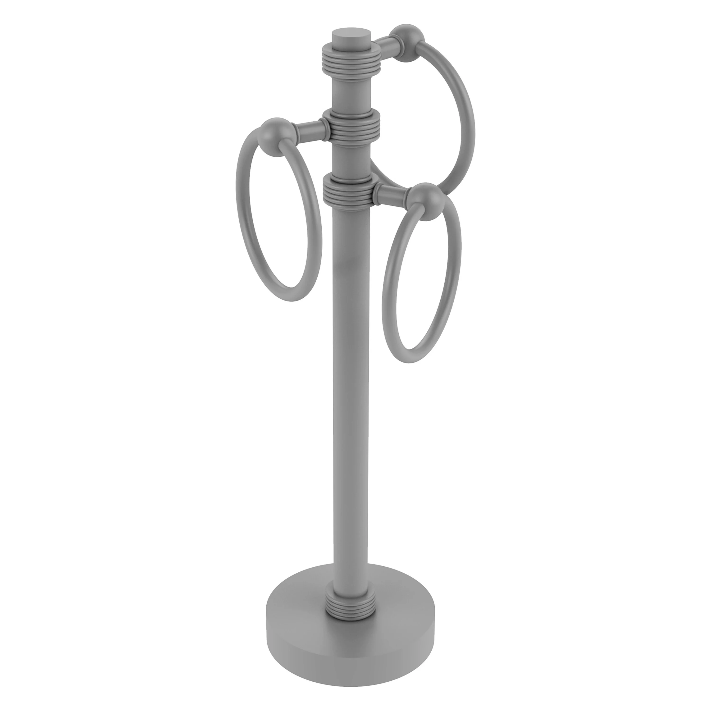 Allied Brass Matte Gray Freestanding Towel Rack, 15 in Height, 3 Rings