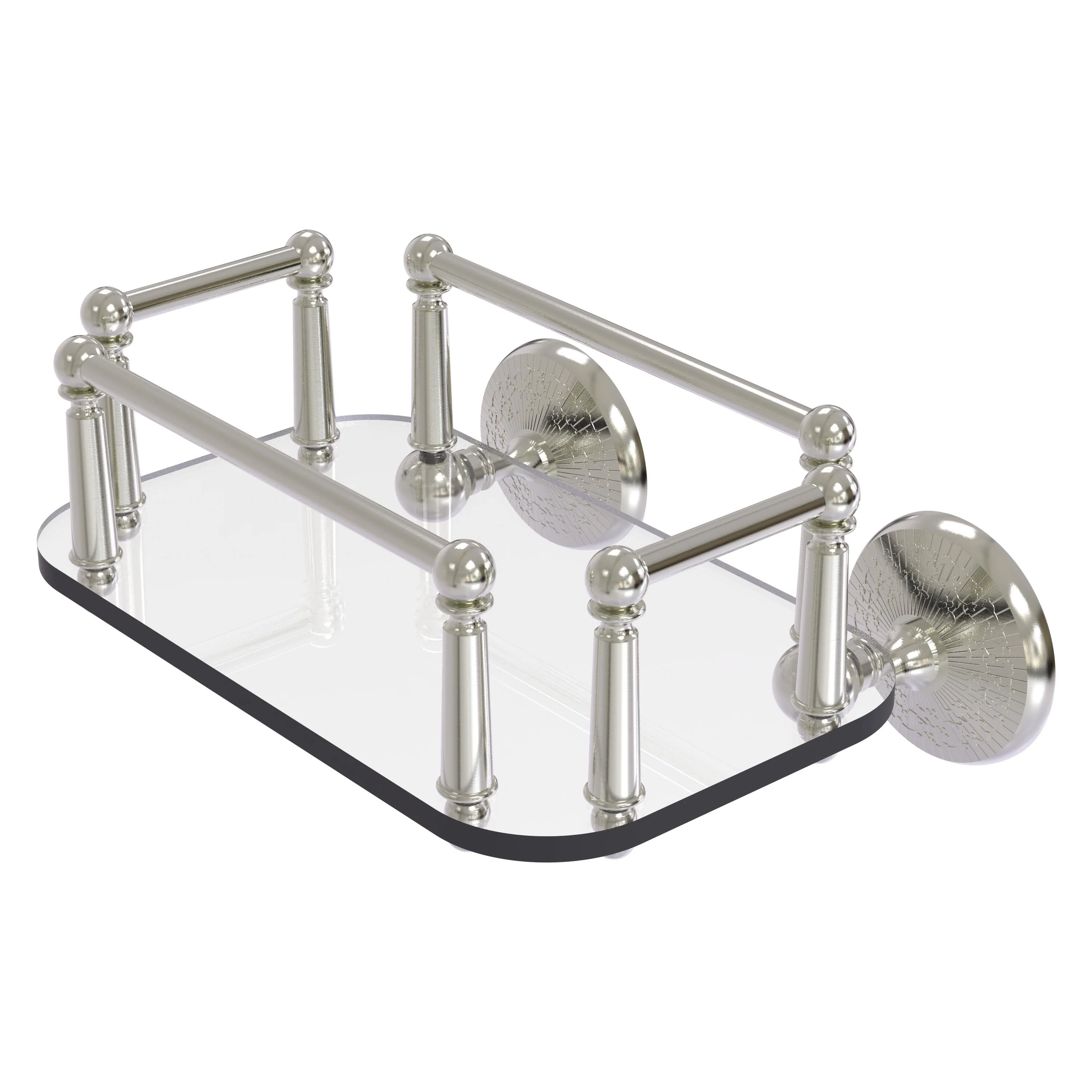 Allied Brass Monte Carlo Collection Wall Mounted Glass Guest Towel Tray in Antique Brass