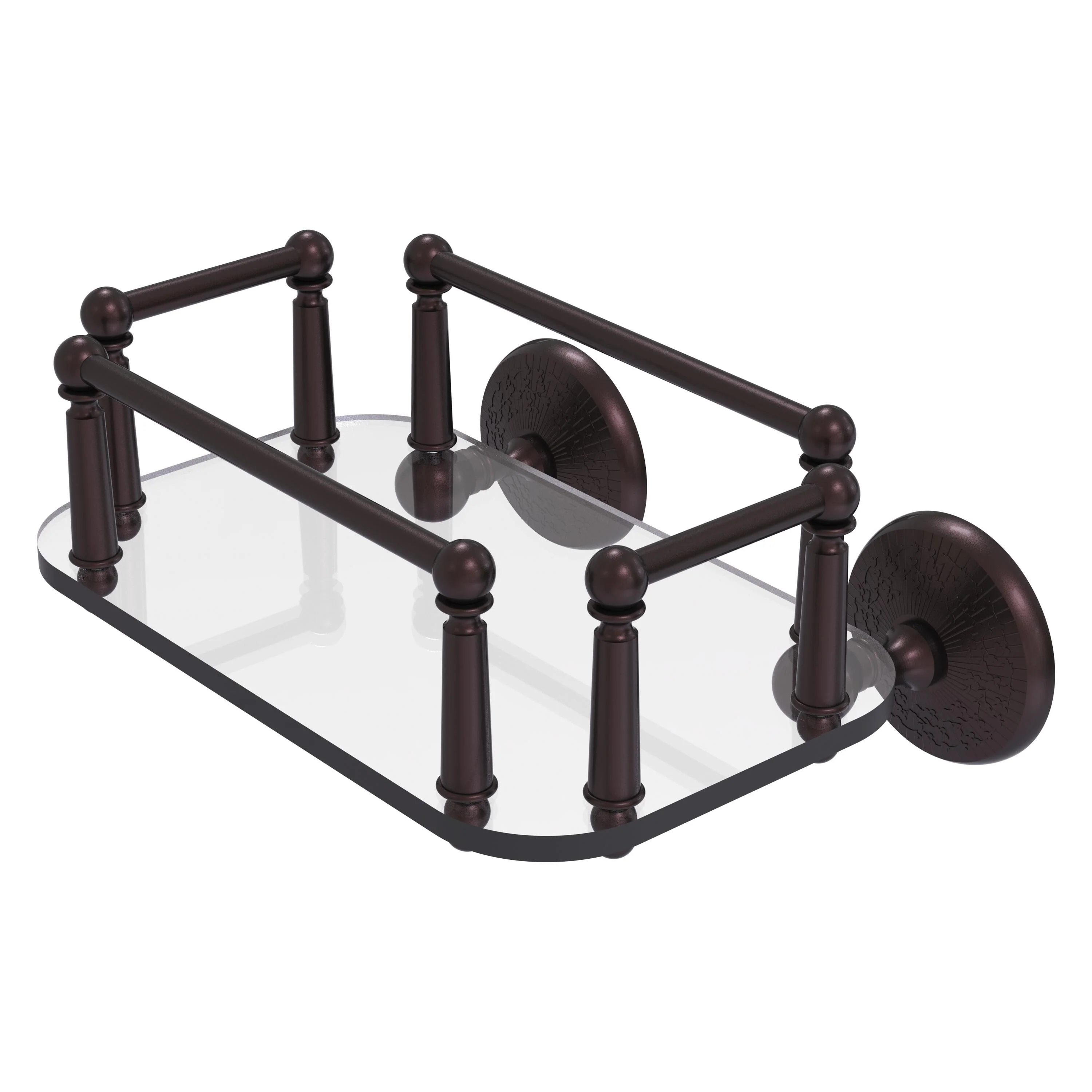 Allied Brass Monte Carlo Collection Wall Mounted Glass Guest Towel Tray in Antique Brass - Image 2
