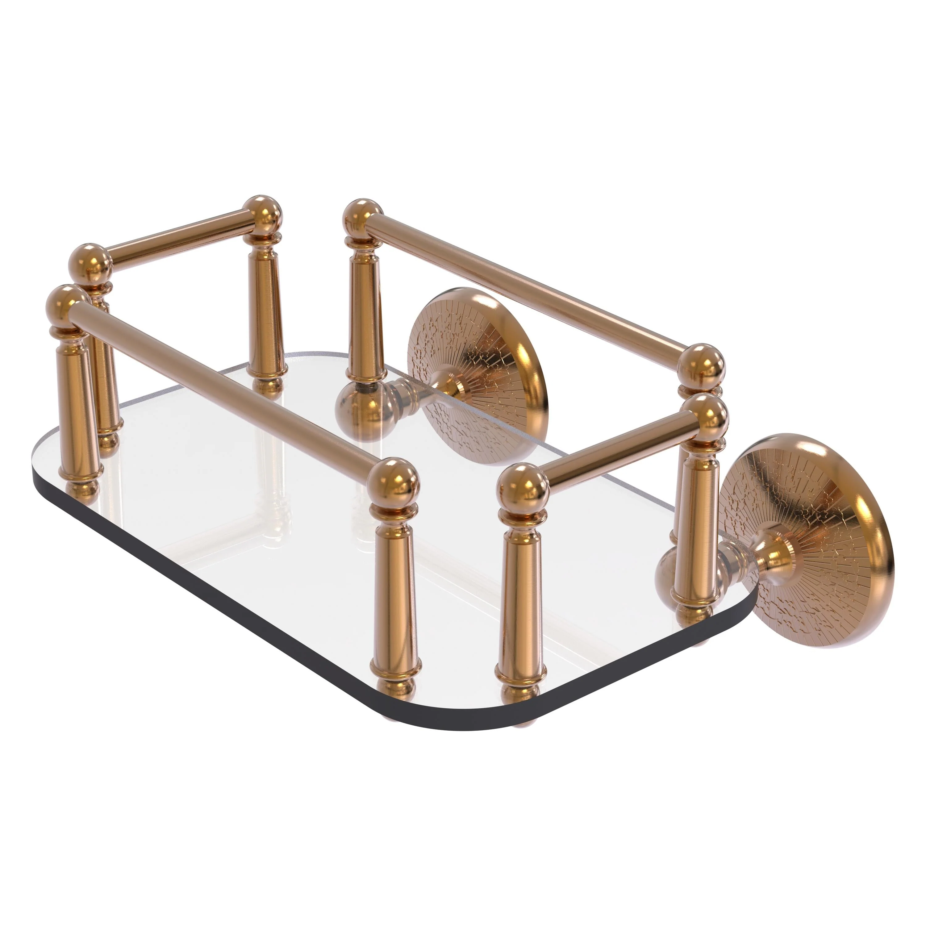 Allied Brass Monte Carlo Collection Wall Mounted Glass Guest Towel Tray in Antique Brass - Image 3