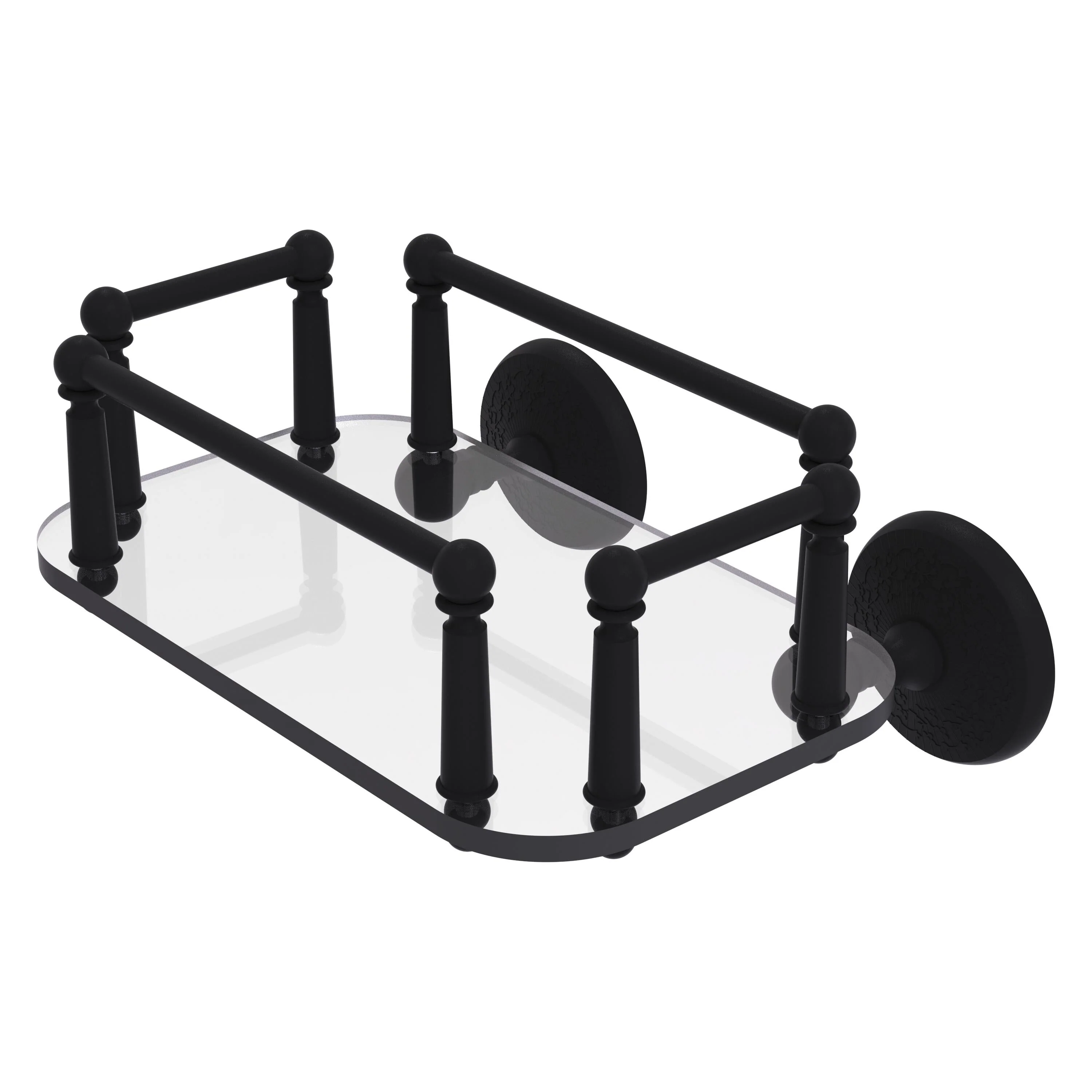 Allied Brass Monte Carlo Collection Wall Mounted Glass Guest Towel Tray in Antique Brass - Image 4
