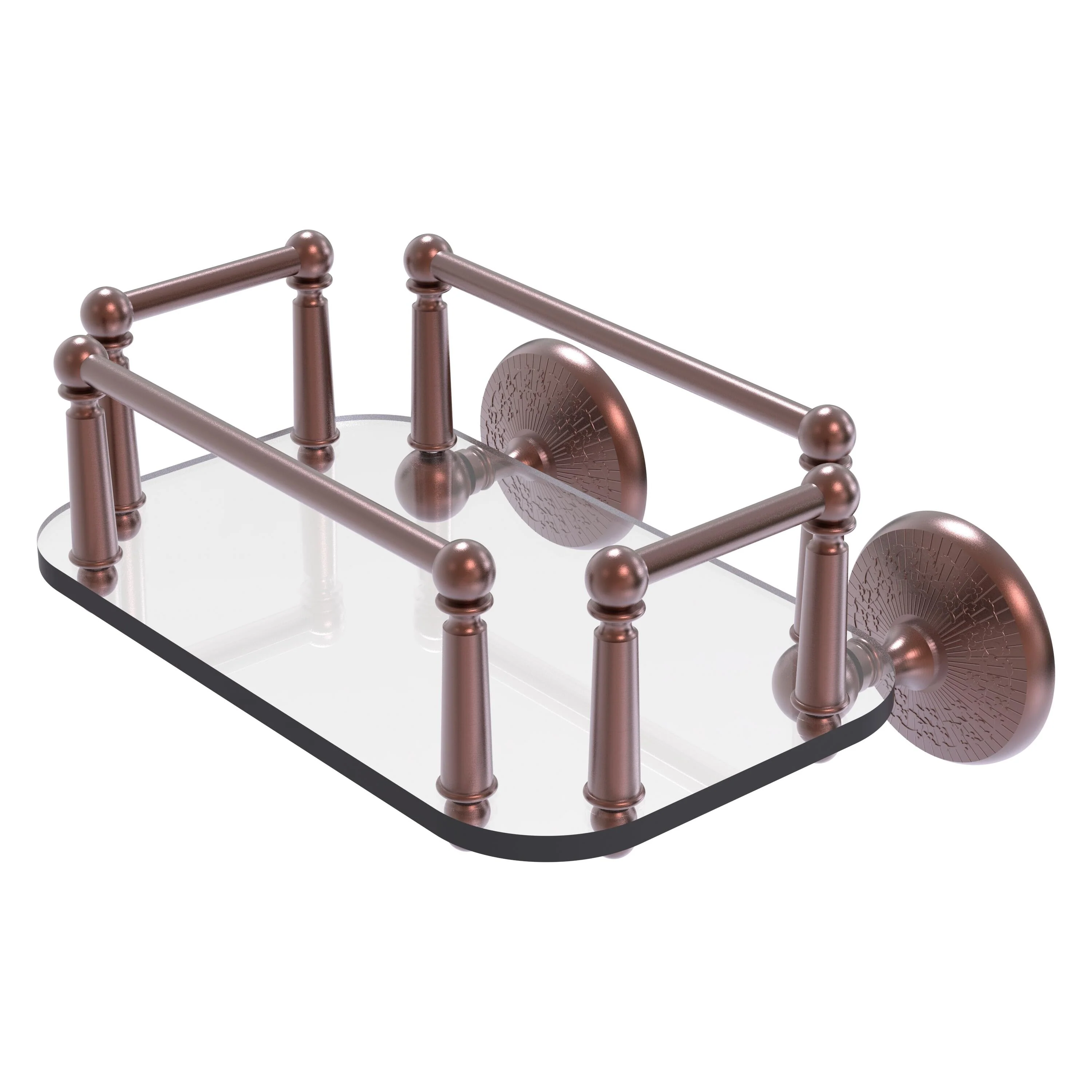 Allied Brass Monte Carlo Collection Wall Mounted Glass Guest Towel Tray in Antique Brass - Image 5