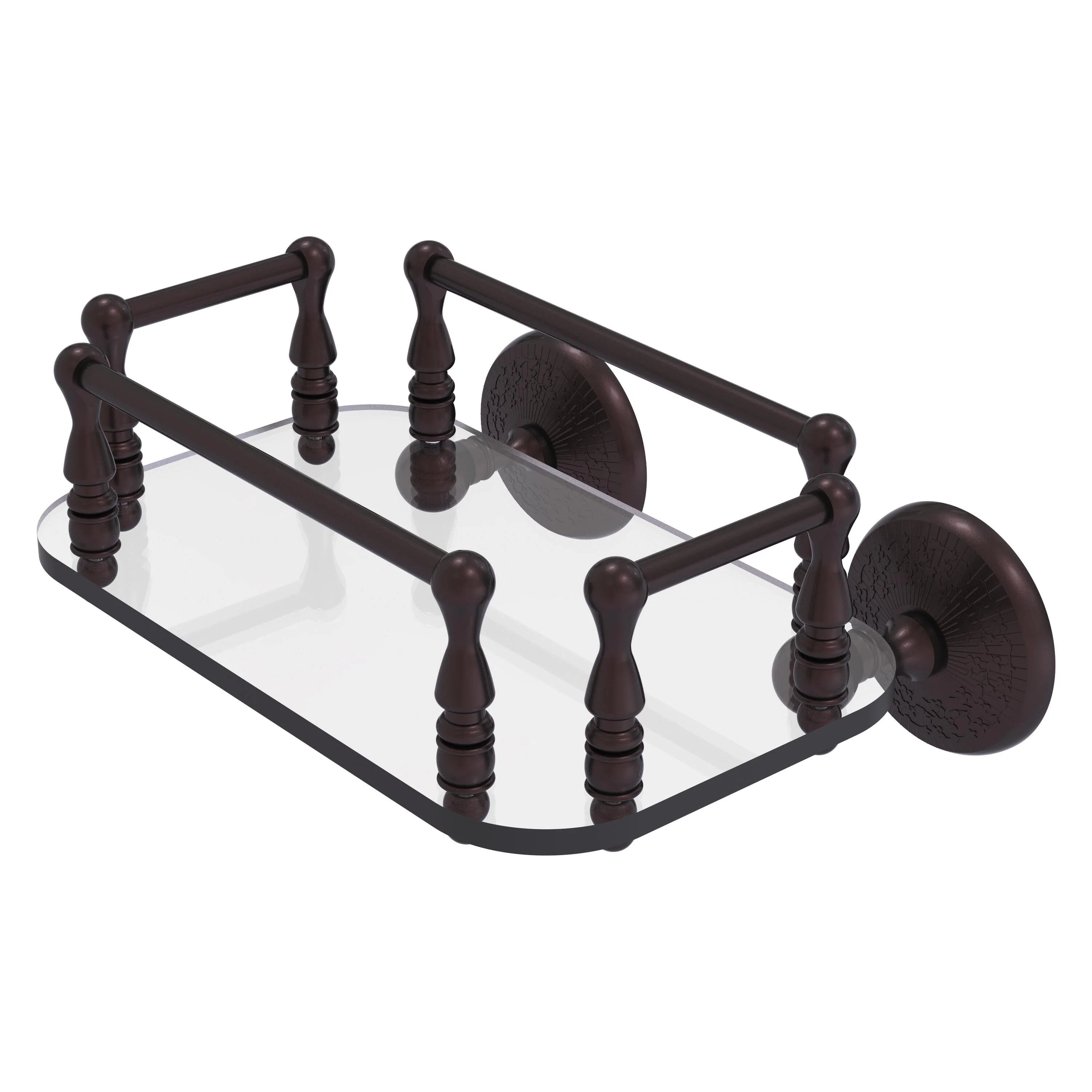 Allied Brass Monte Carlo Collection Wall Mounted Glass Guest Towel Tray in Antique Bronze - Image 2