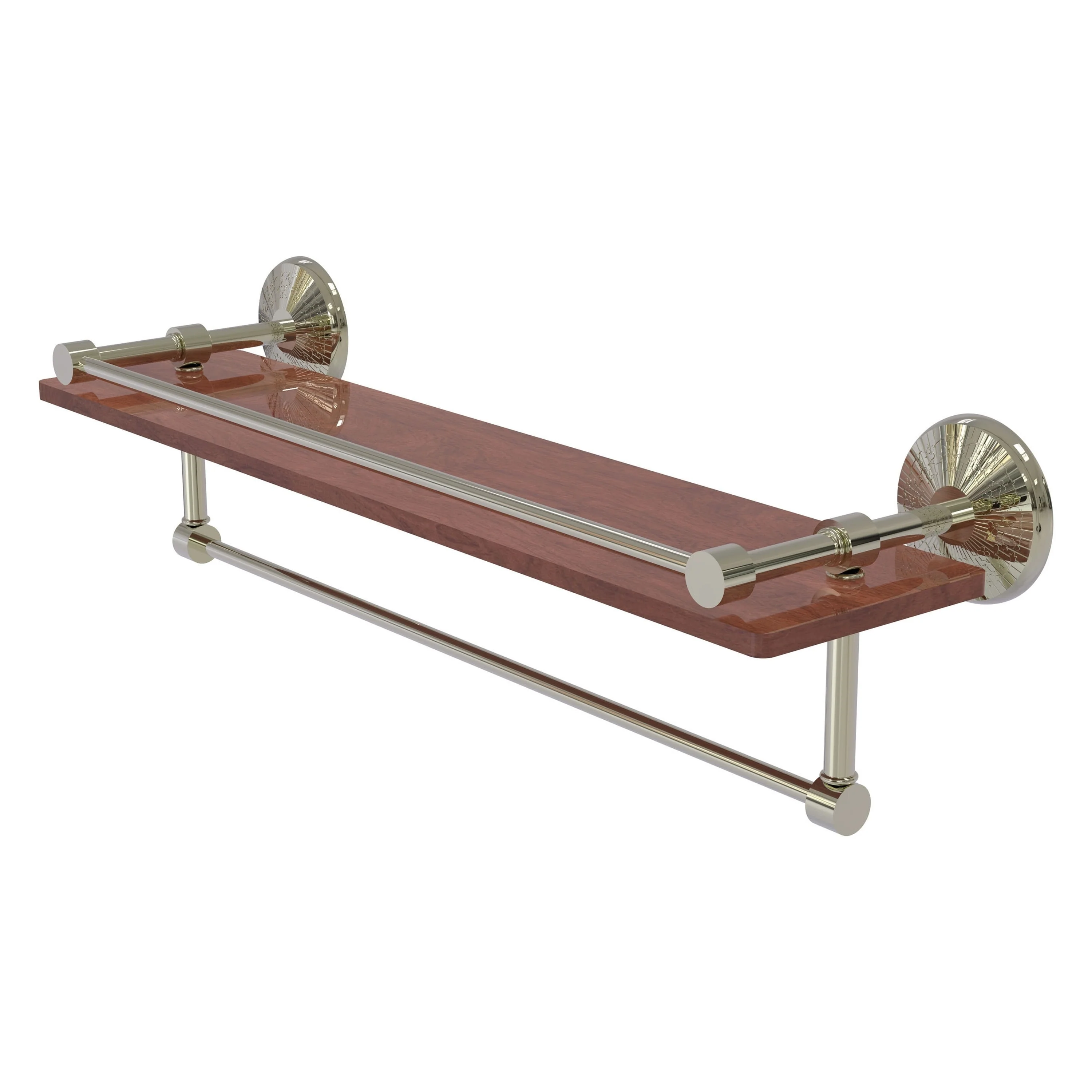Allied Brass Monte Carlo Polished Nickel 1-Tier Brass Wall Mount Bathroom Shelf, 22 x 5 in, with Towel Bar