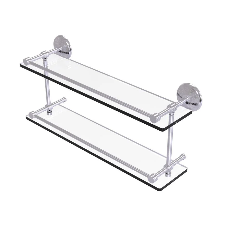 Allied Brass Monte Carlo Satin Chrome 2-Tier Brass Wall Mount Bathroom Shelf, 22 x 8 x 5 in