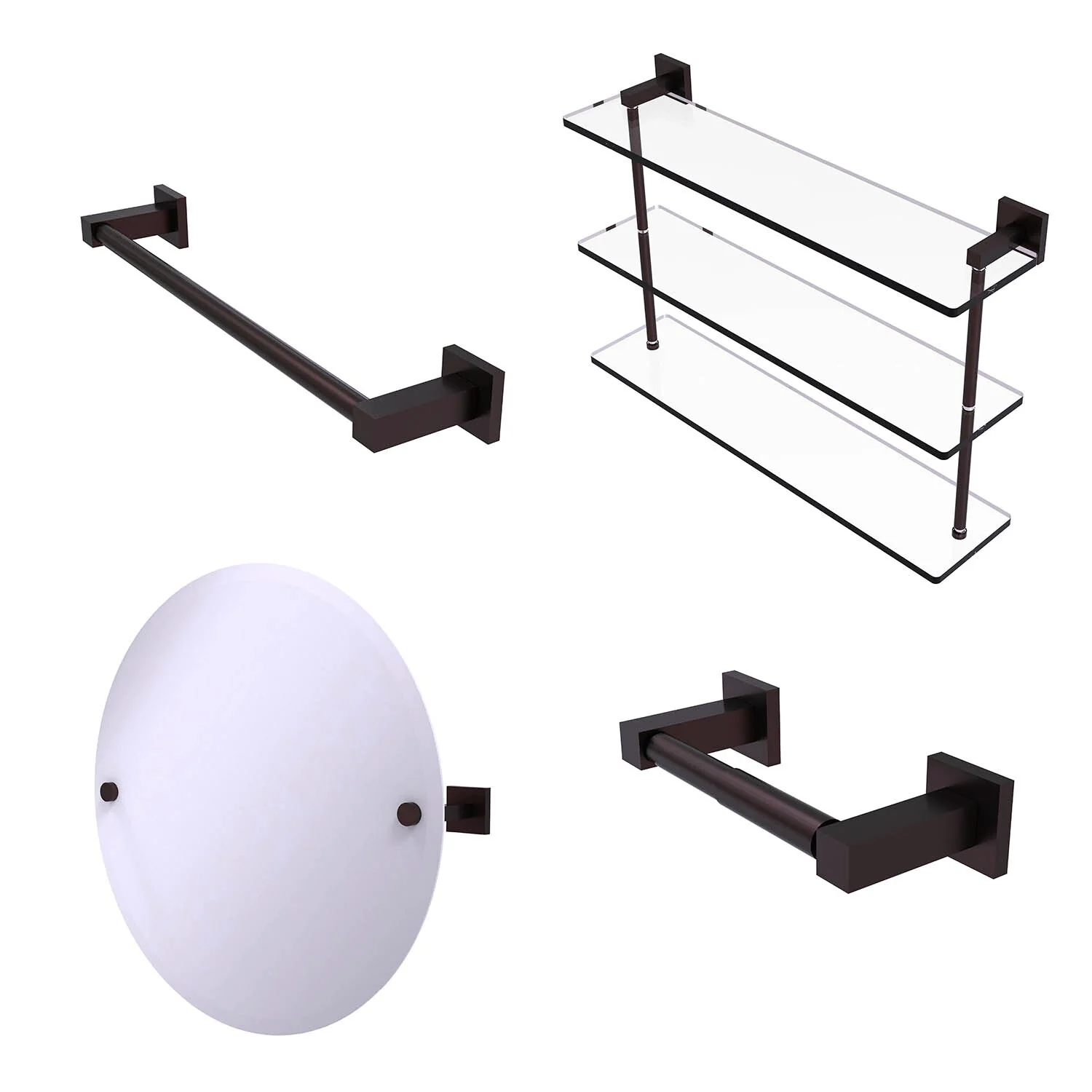Allied Brass Montero Antique Bronze 3-Tier Brass Wall Mount Bathroom Shelf, 22 x 14.9 x 5 in - Image 3