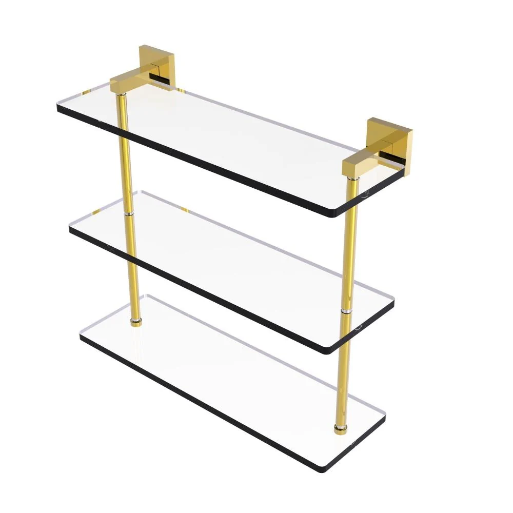 Allied Brass Montero Polished Brass 3-Tier Wall-Mount Bathroom Shelf, 16 x 14.9 x 5 in