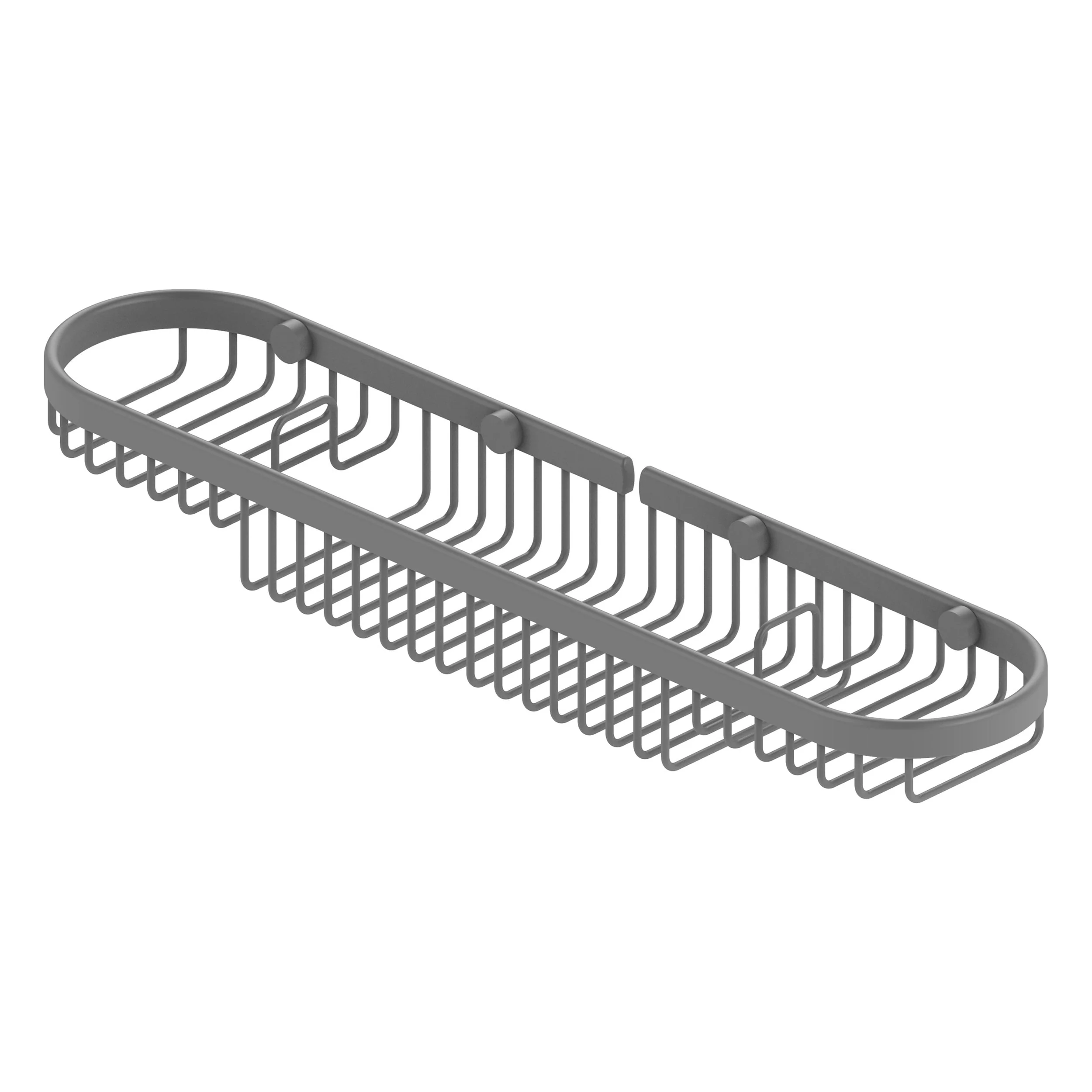 Allied Brass Oval Combination Shower Basket in Matte Gray, 18.75 x 2.25 x 4.125 in - Image 6