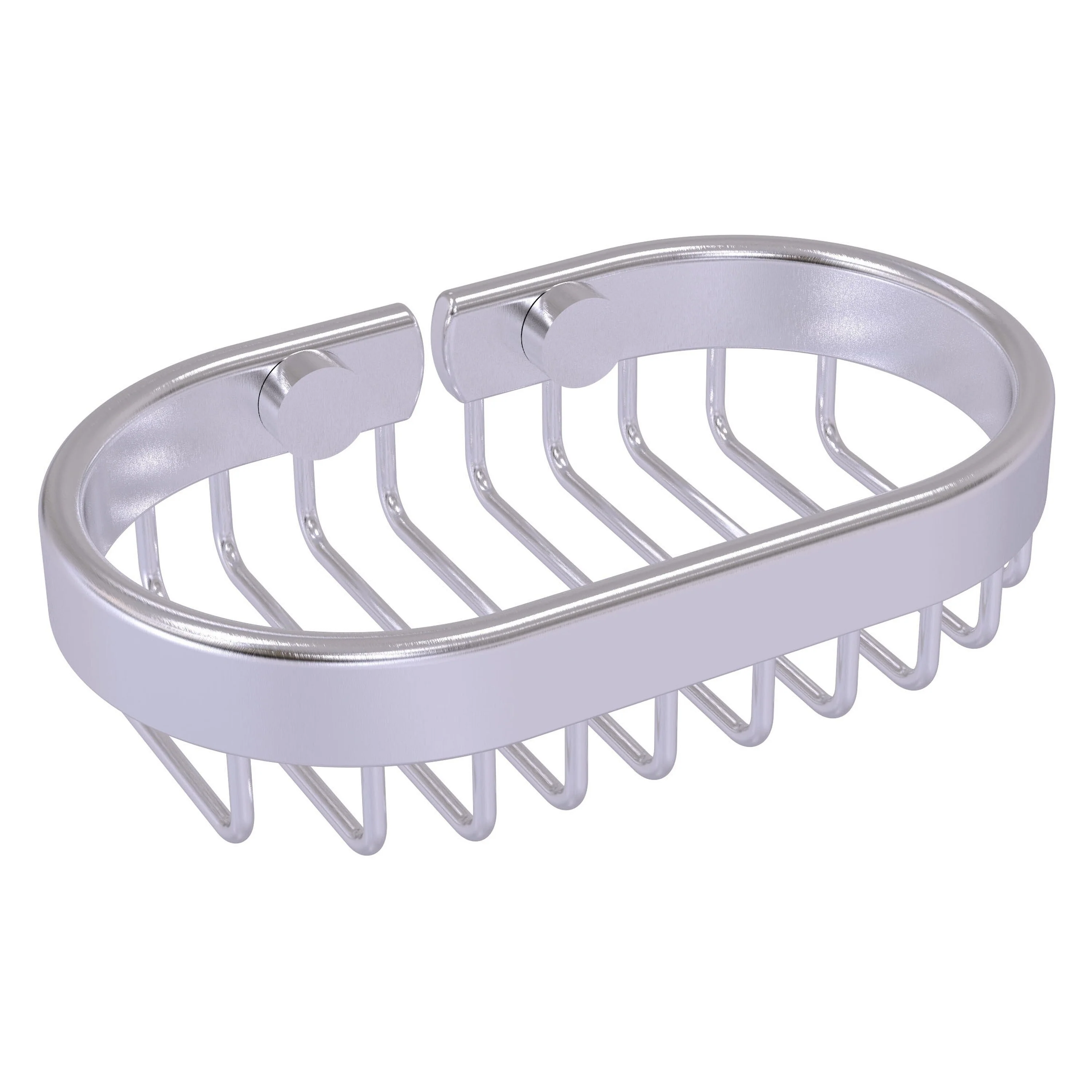 Allied Brass Oval Soap Basket in Satin Chrome, 6.125 in. W x 3.625 in. D