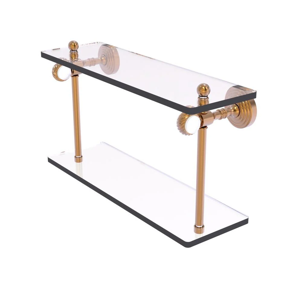 Allied Brass Pacific Grove Brushed Bronze 2-Tier Brass Wall Mount Bathroom Shelf, 16 x 9.3 x 5 in