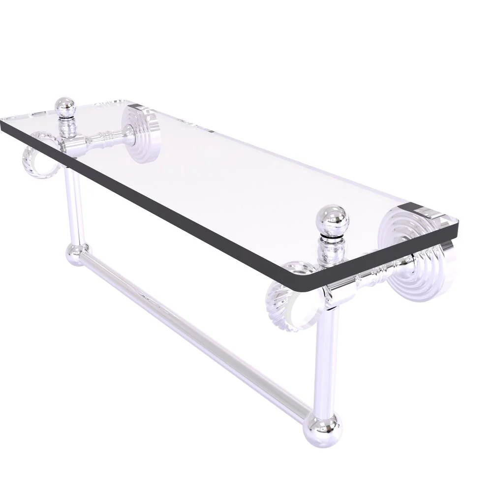 Allied Brass Pacific Grove Polished Chrome 1-Tier Brass Wall Mount Bathroom Shelf, 16 in x 6.4 in x 5 in
