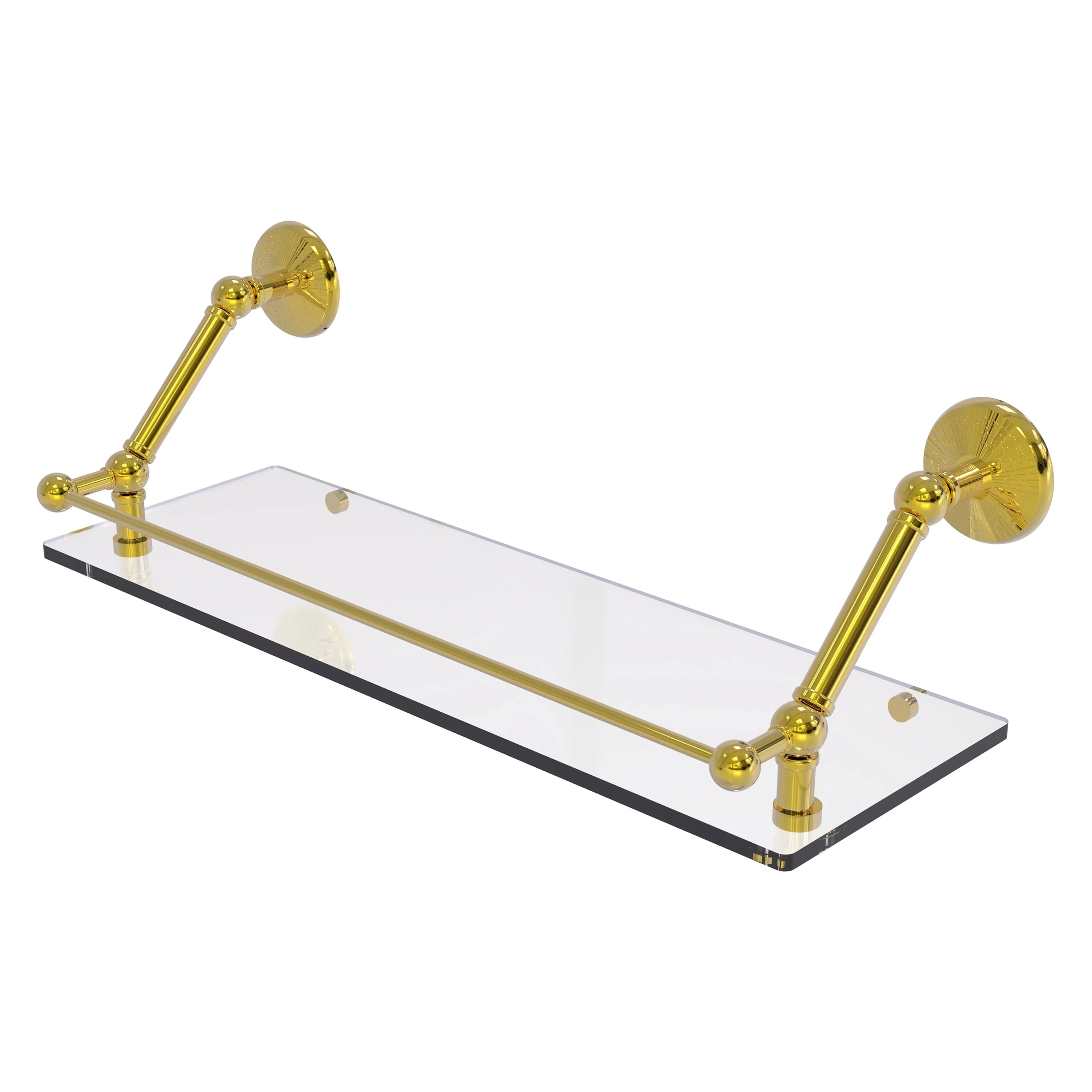 Allied Brass Prestige Monte Carlo Polished Brass 1-Tier Wall Mount Bathroom Shelf, 24 x 8 x 8 in