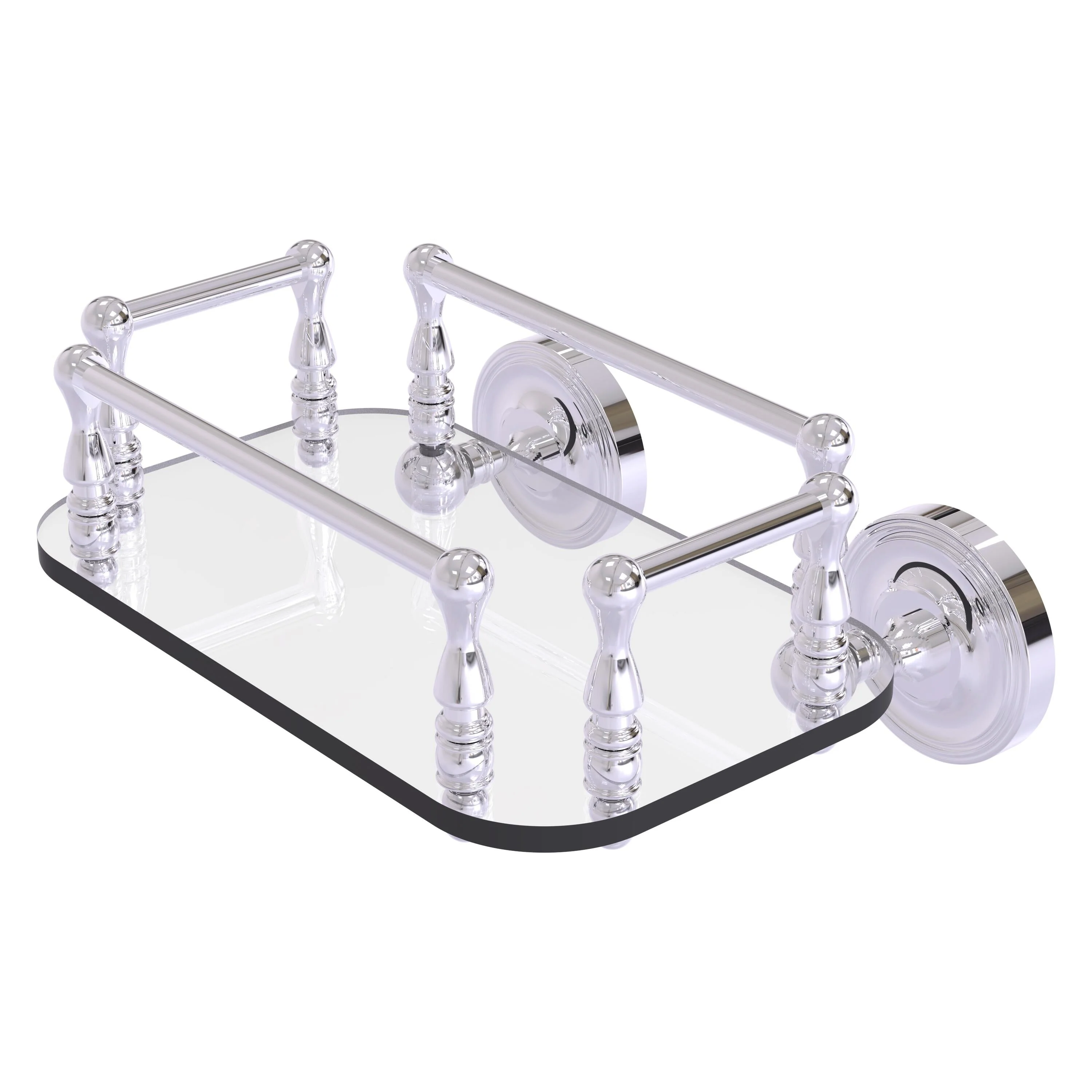 Allied Brass Prestige Regal Collection Wall Mounted Glass Guest Towel Tray in Polished Brass