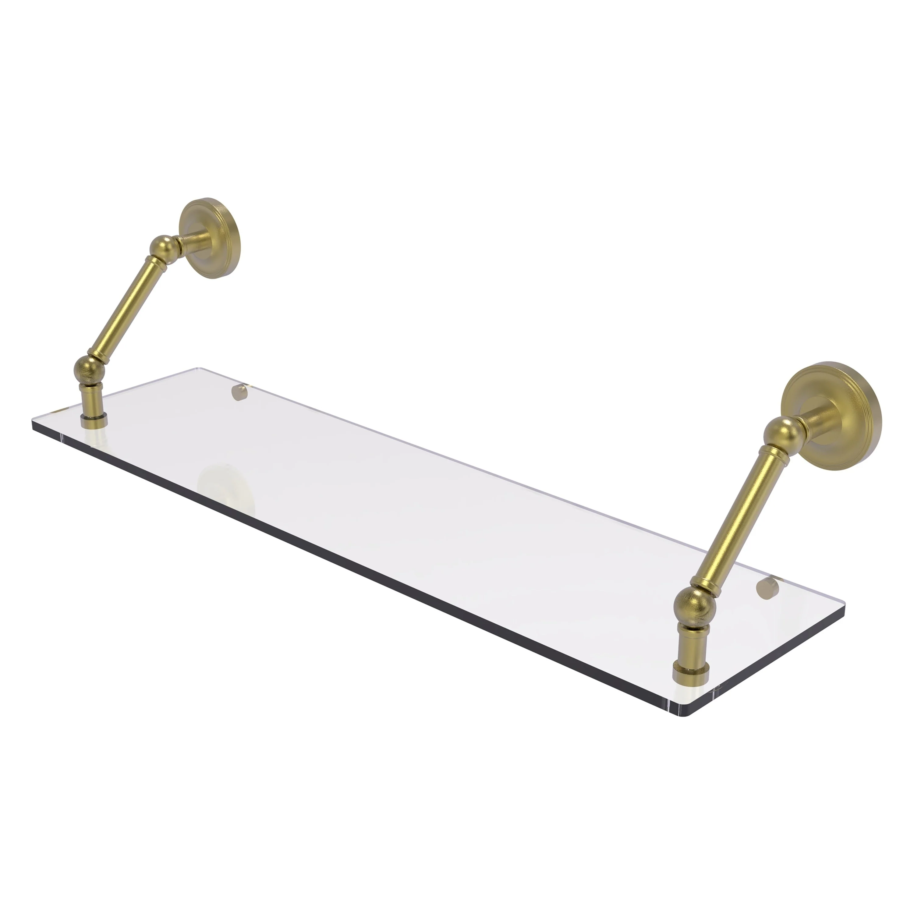 Allied Brass Prestige Regal Satin Brass 1-Tier Wall-Mount Bathroom Shelf, 30 x 8 in, Tempered Glass