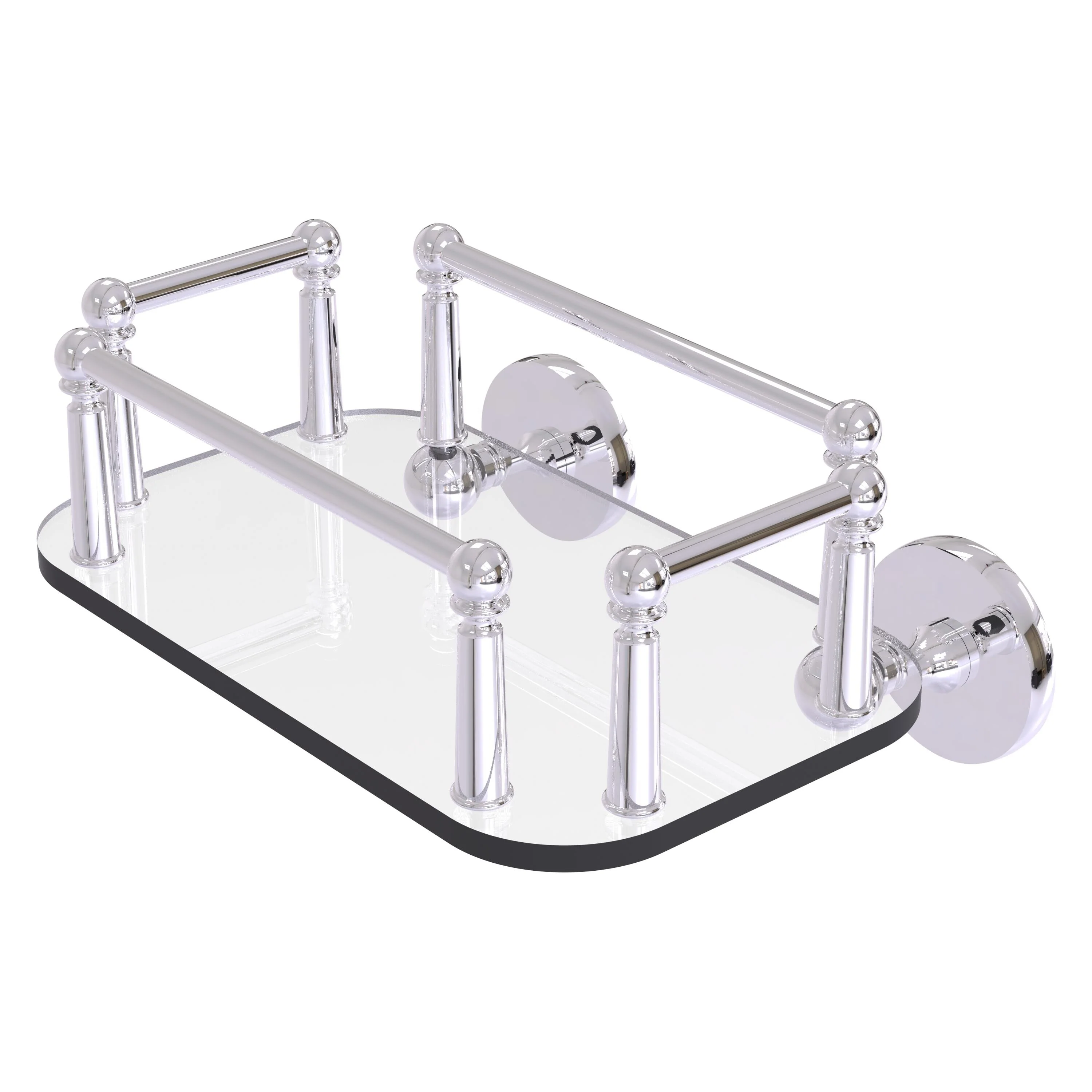 Allied Brass Prestige Skyline Collection Wall Mounted Glass Guest Towel Tray in Polished Chrome - Image 6
