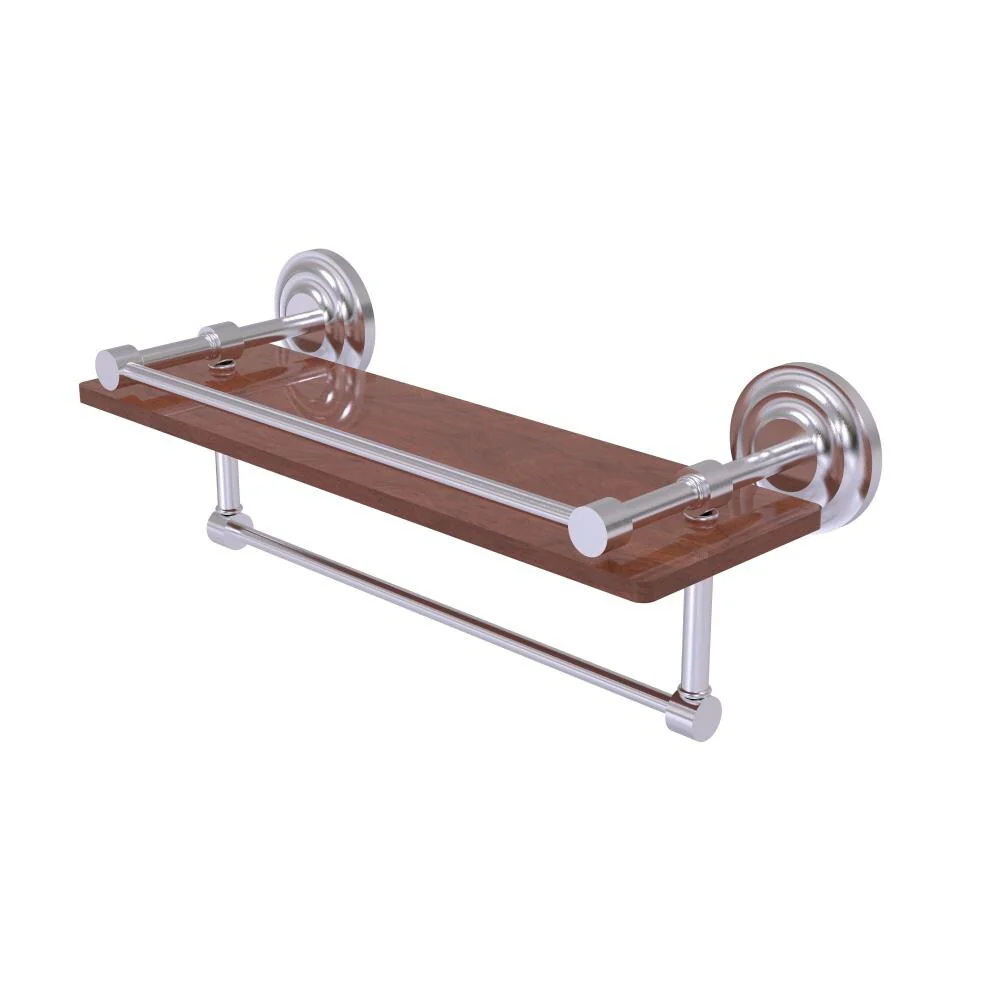 Allied Brass Que New Satin Chrome 1-Tier Brass Wall Mount Bathroom Shelf (16-in x 5-in)