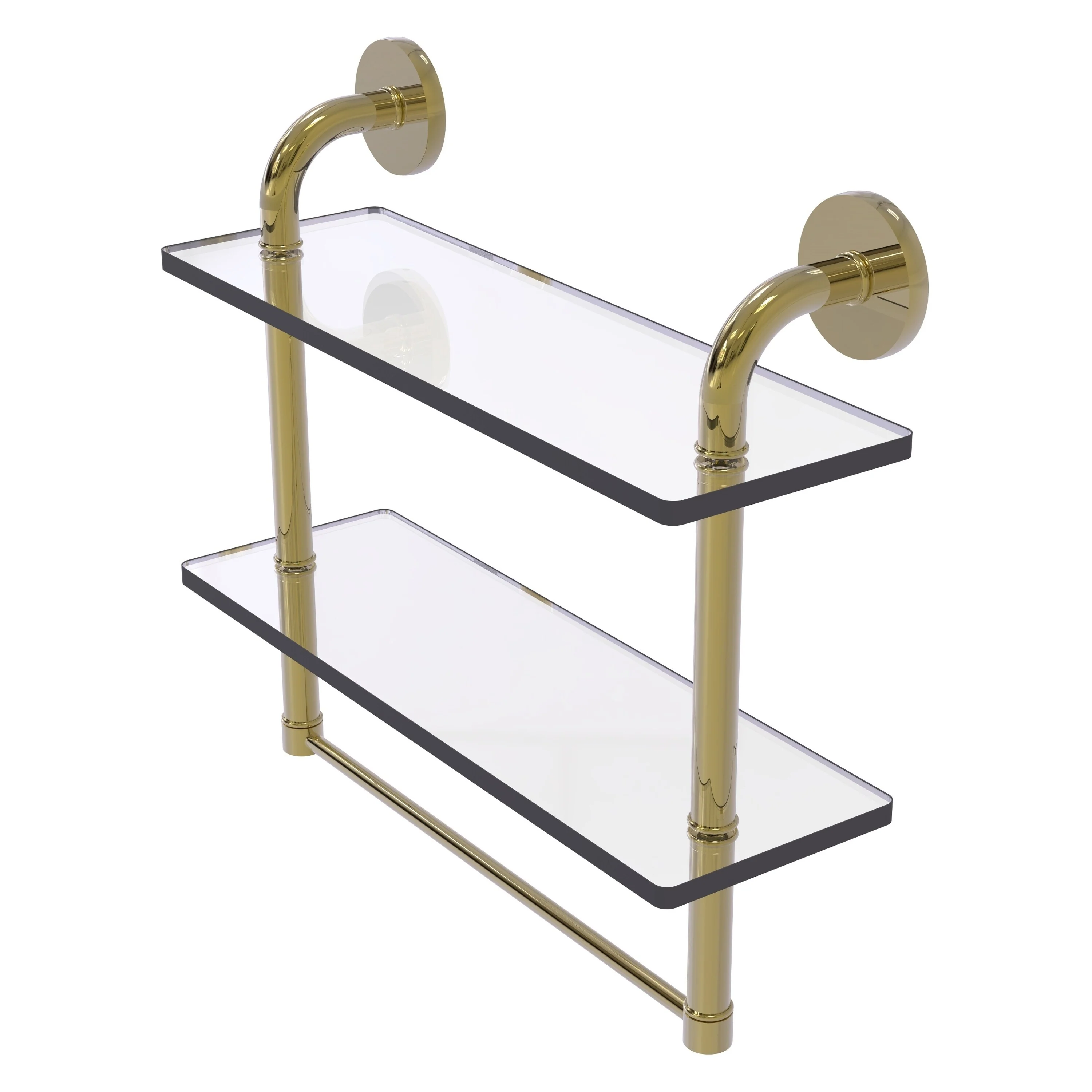 Allied Brass Remi Unlacquered Brass 2-Tier Wall-Mount Bathroom Shelf, 5 in x 14 in x 5 in