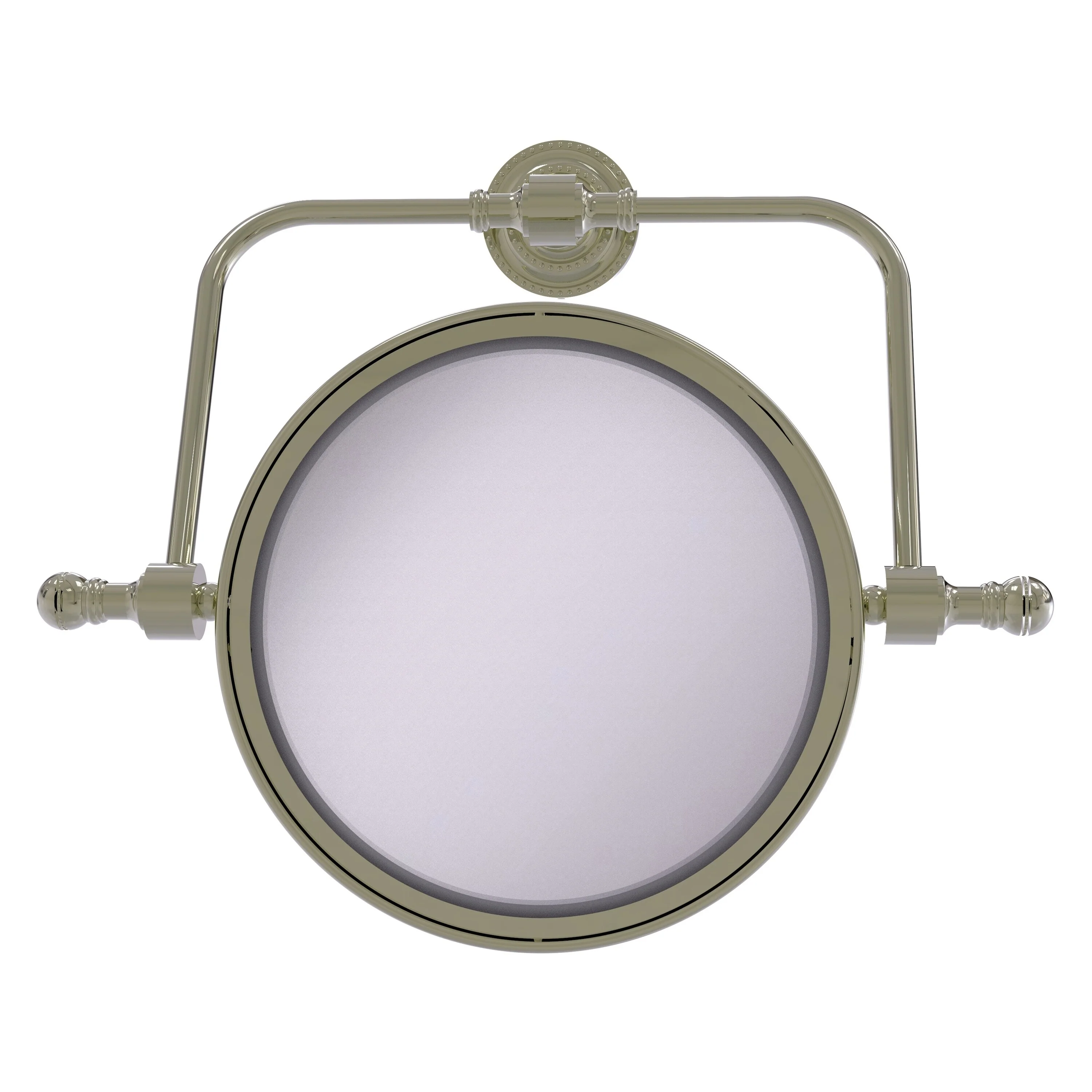 Allied Brass Retro Dot 7-in x 8-in Polished Nickel Double-Sided Magnifying Wall-Mounted Vanity Mirror