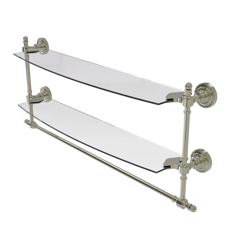 Allied Brass Retro Dot Polished Nickel 2-Tier Brass Wall Mount Bathroom Shelf, 24 x 15 x 5 in