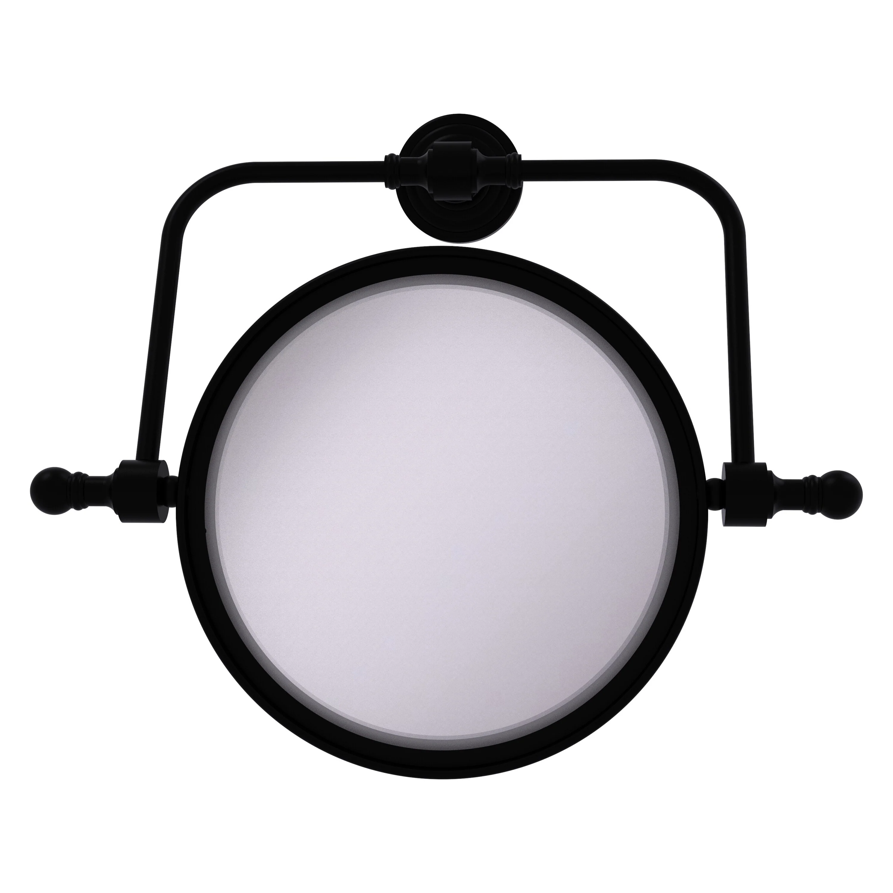 Allied Brass Retro Wave 7-in x 8-in Matte Black Double-Sided 3X Magnifying Wall-Mounted Vanity Mirror