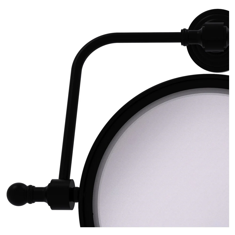 Allied Brass Retro Wave 7-in x 8-in Matte Black Double-Sided 3X Magnifying Wall-Mounted Vanity Mirror - Image 3