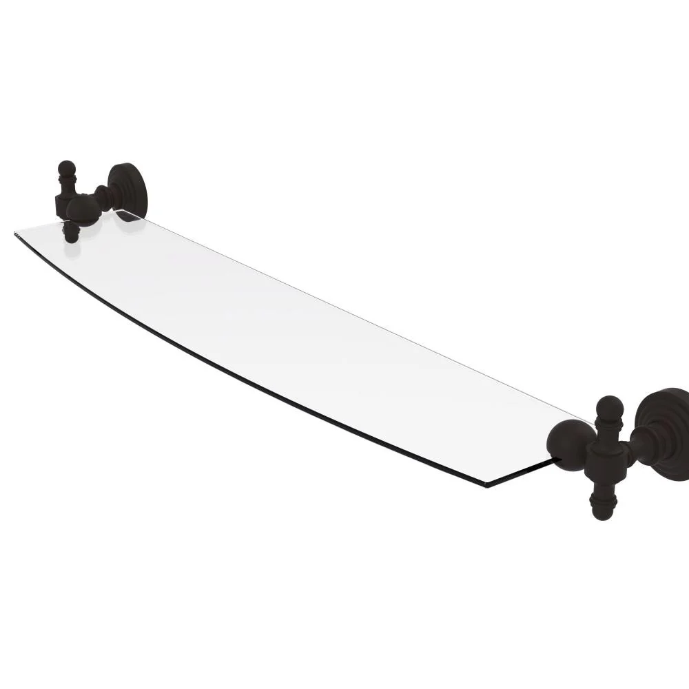 Allied Brass Retro Wave Oil-Rubbed Bronze 24-in Wall-Mount Bathroom Glass Shelf, 1-Tier