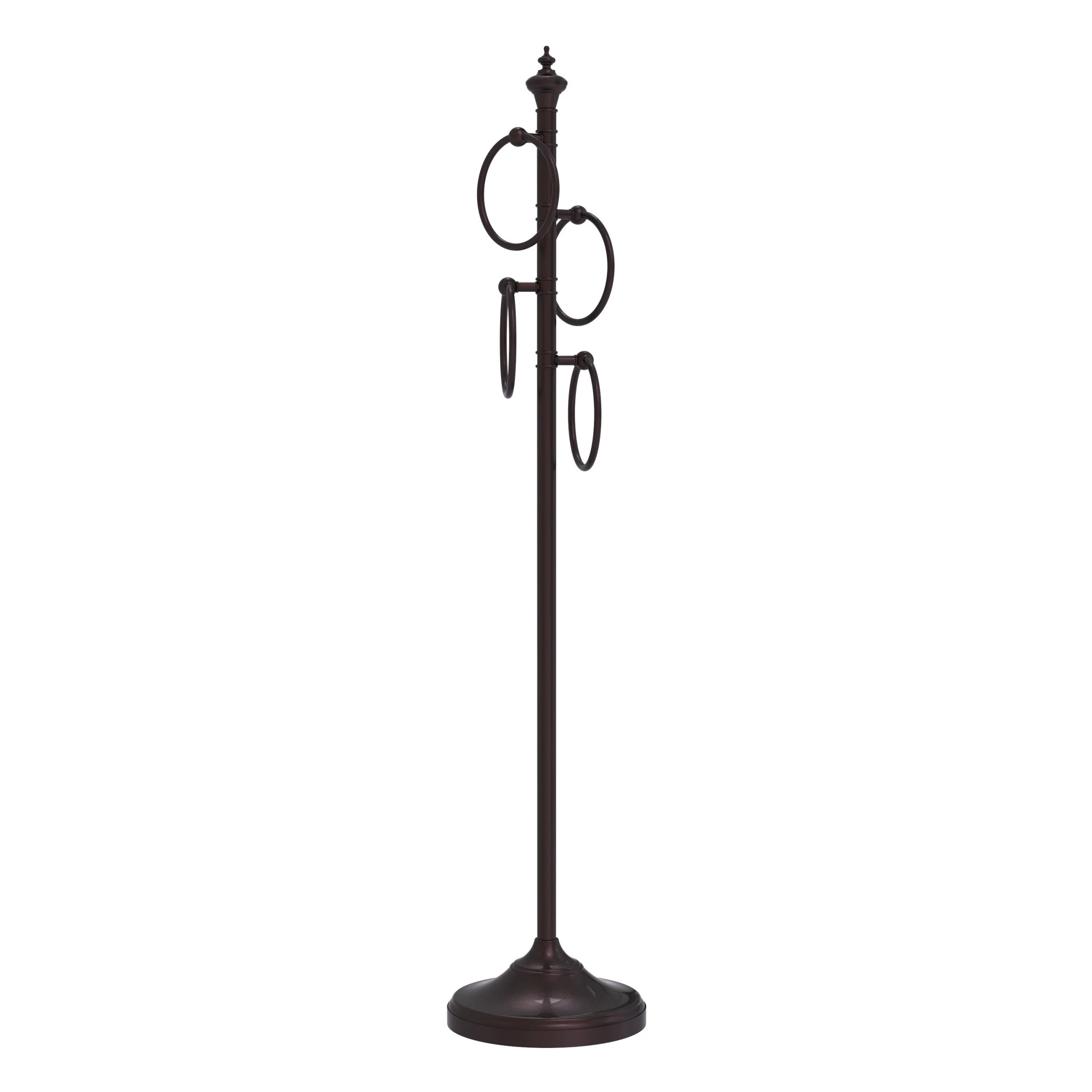 Allied Brass Satin Nickel Freestanding 4-Ring Towel Stand, Solid Brass, 49 in Tall - Image 2
