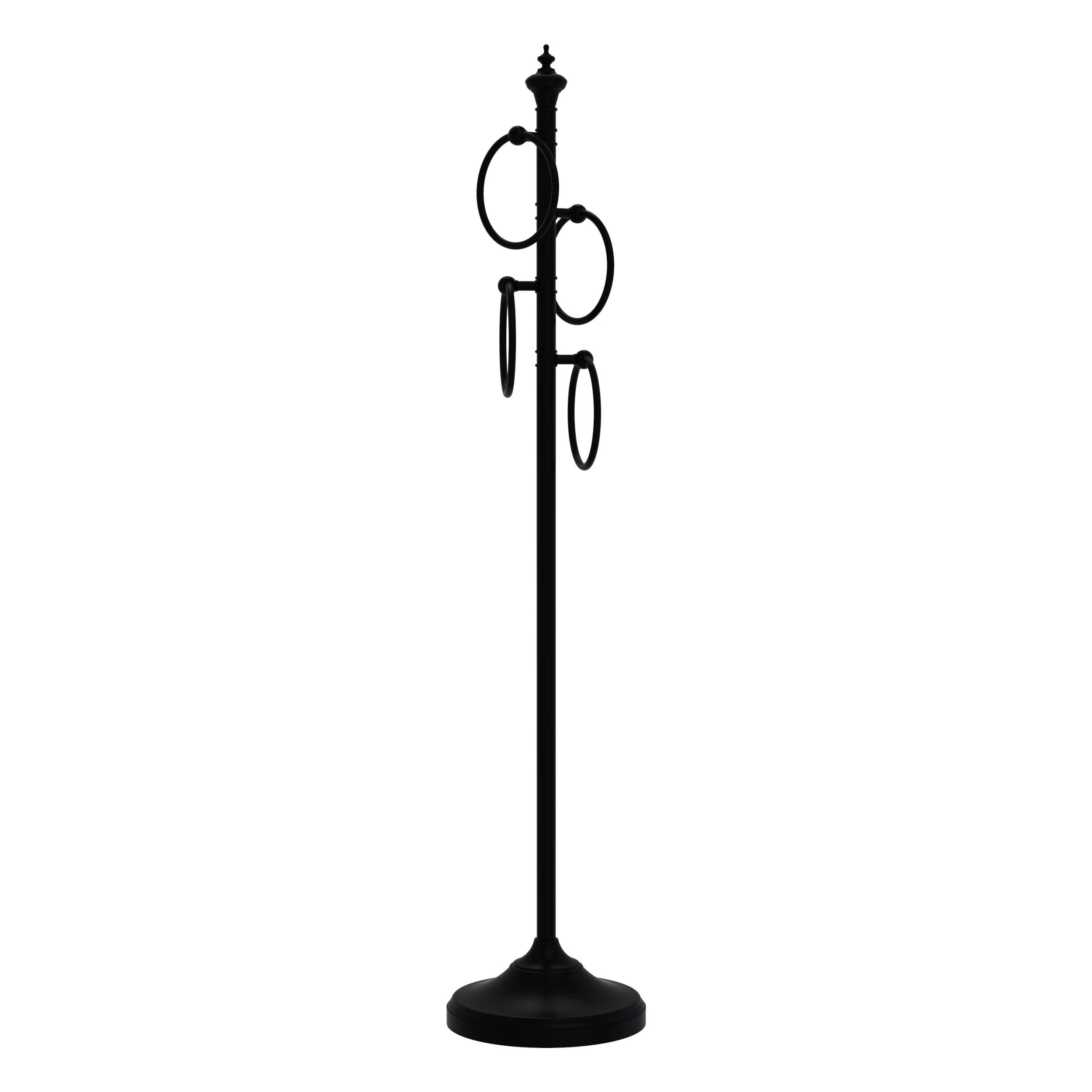 Allied Brass Satin Nickel Freestanding 4-Ring Towel Stand, Solid Brass, 49 in Tall - Image 4