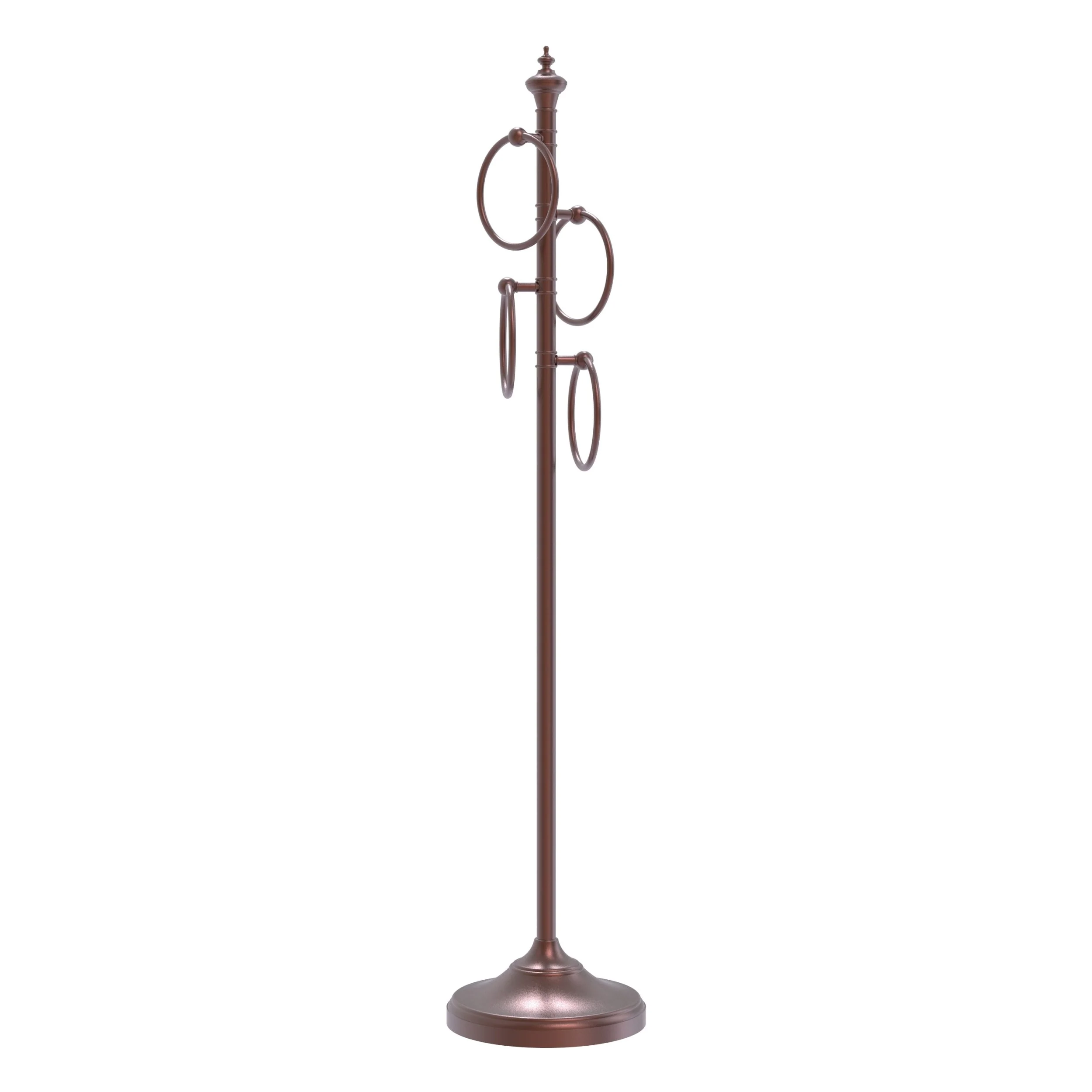 Allied Brass Satin Nickel Freestanding 4-Ring Towel Stand, Solid Brass, 49 in Tall - Image 5