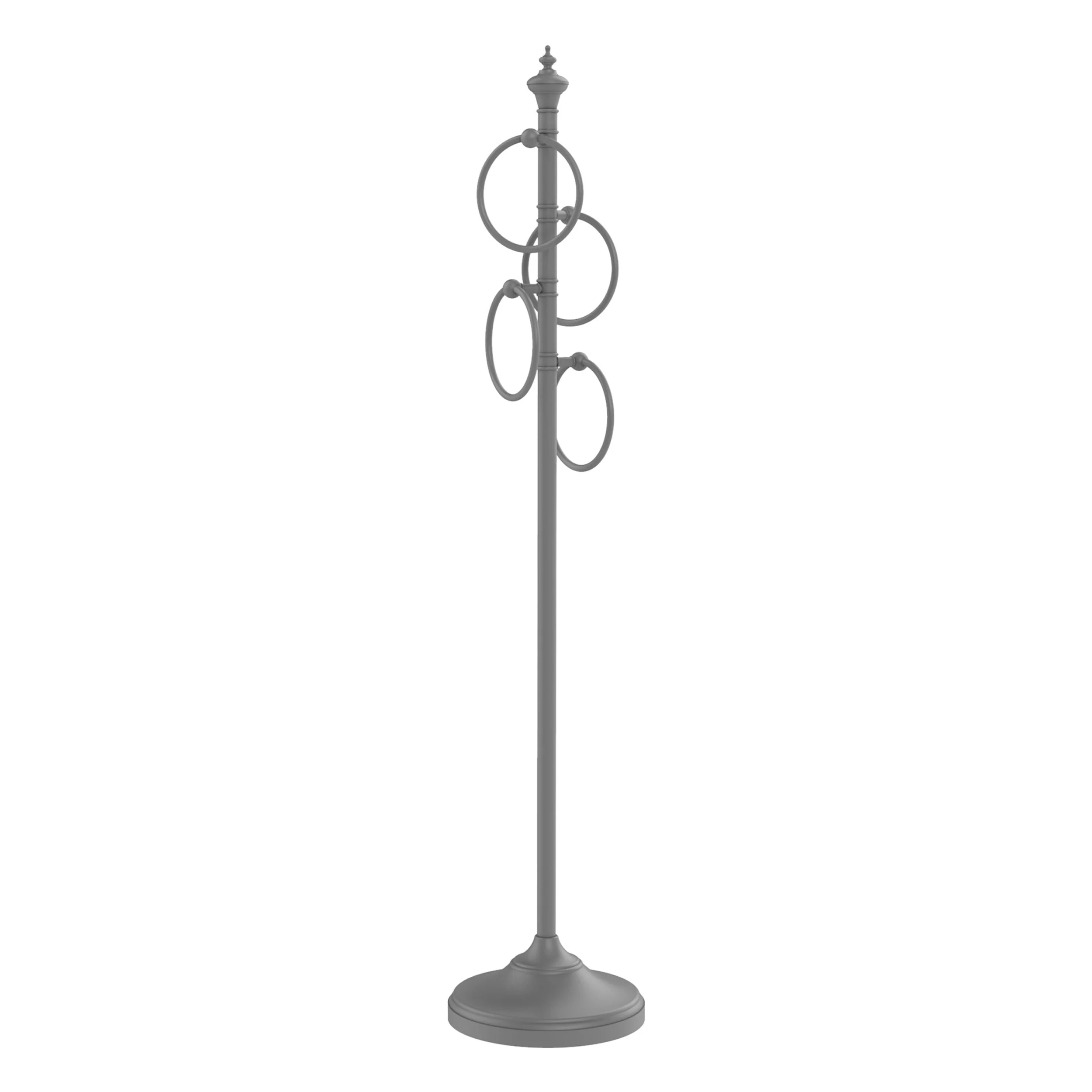 Allied Brass Satin Nickel Freestanding 4-Ring Towel Stand, Solid Brass, 49 in Tall - Image 6