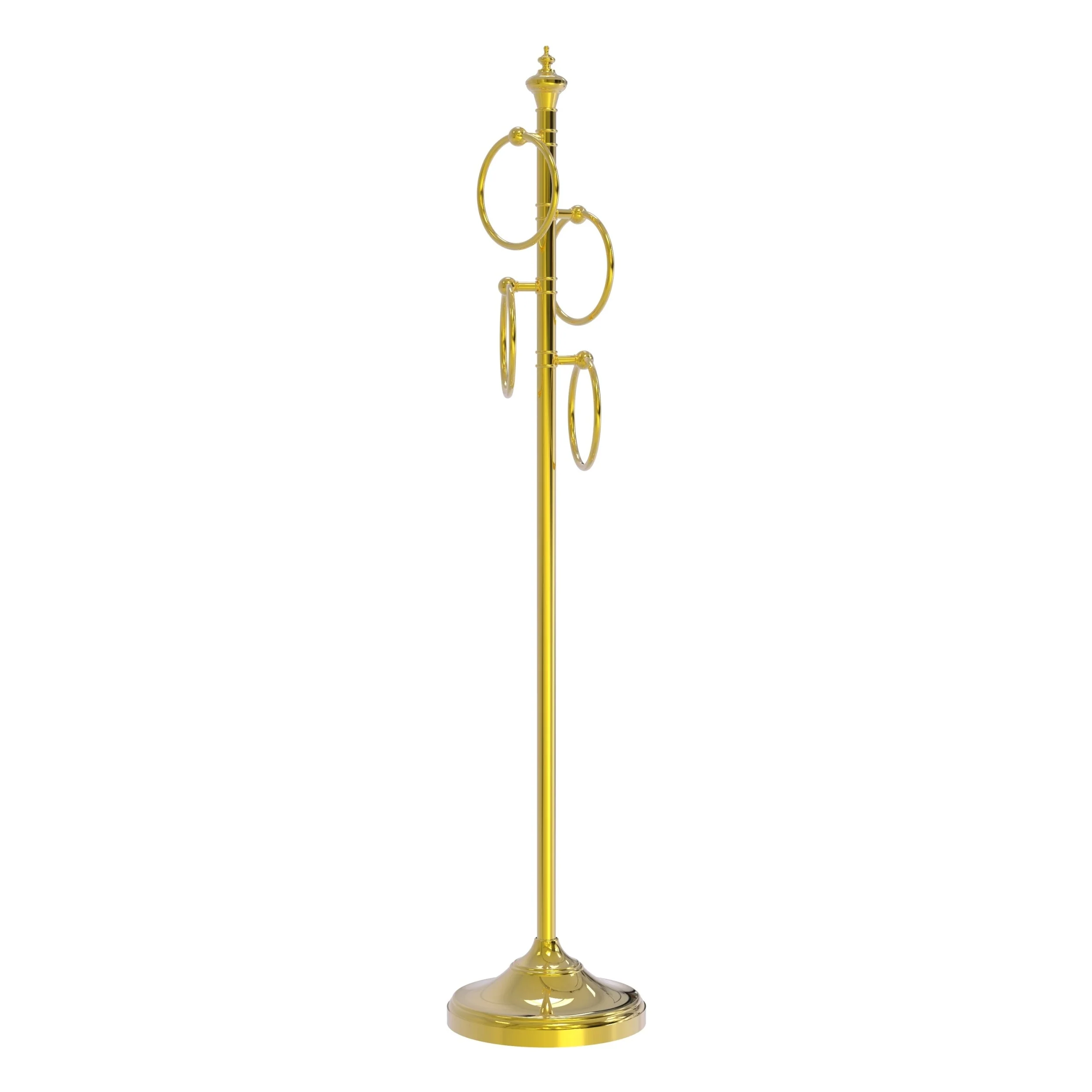 Allied Brass Satin Nickel Freestanding 4-Ring Towel Stand, Solid Brass, 49 in Tall - Image 7