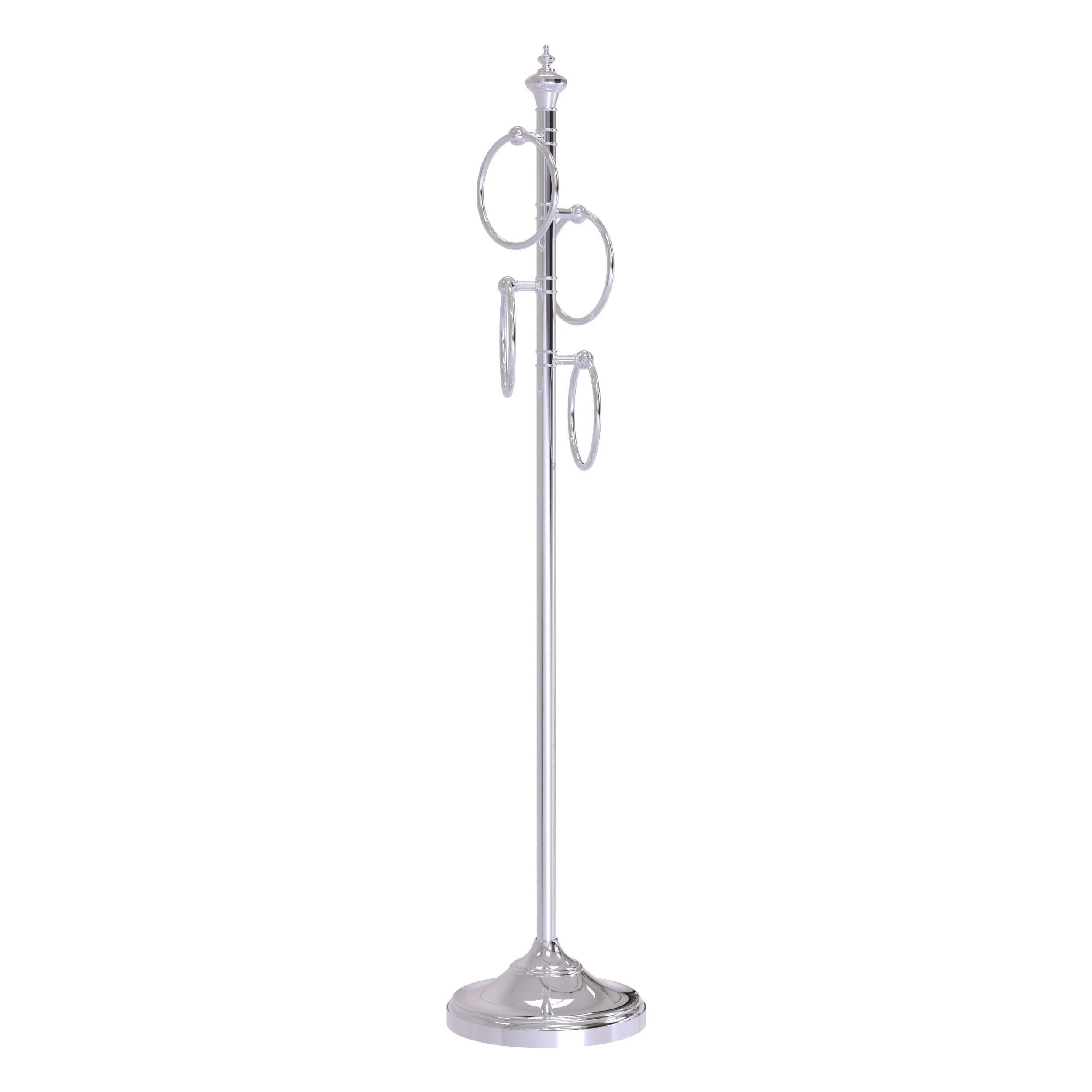 Allied Brass Satin Nickel Freestanding 4-Ring Towel Stand, Solid Brass, 49 in Tall - Image 8