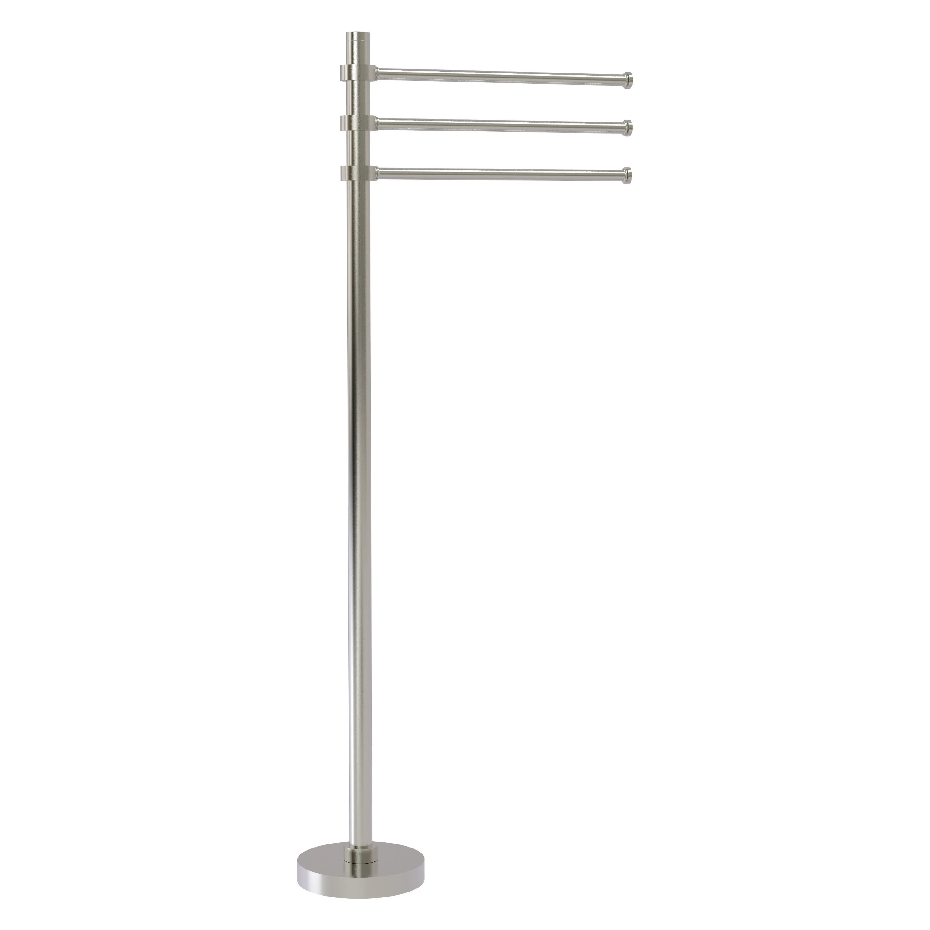 Allied Brass Satin Nickel Freestanding Towel Rack, 39-in Height, 3 Pivoting Arms