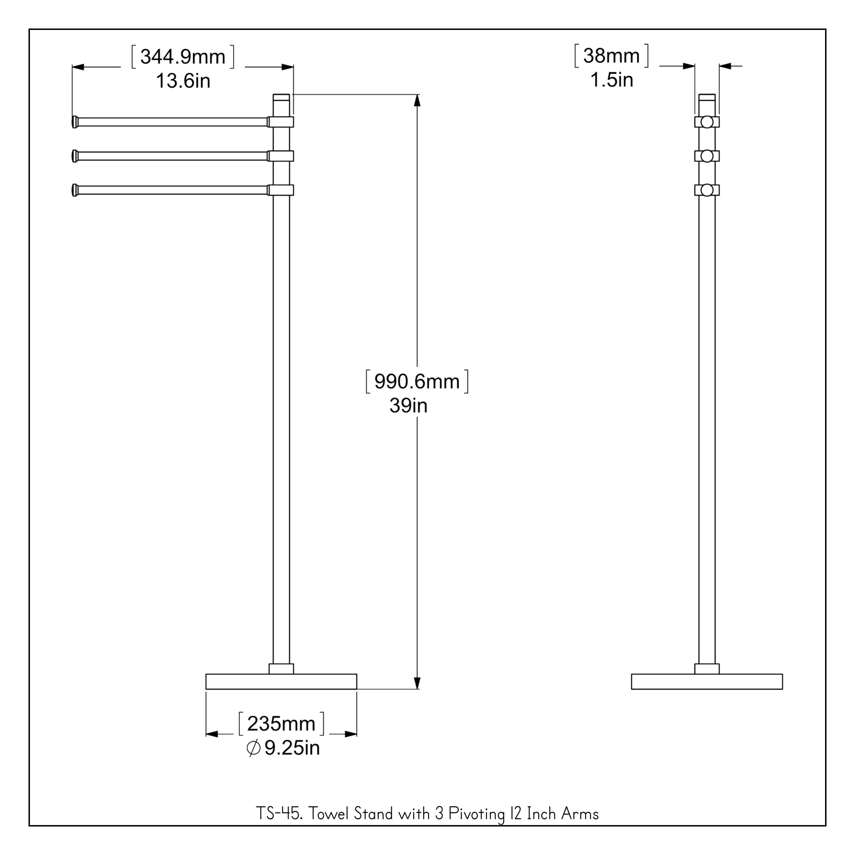 Allied Brass Satin Nickel Freestanding Towel Rack, 39-in Height, 3 Pivoting Arms - Image 3