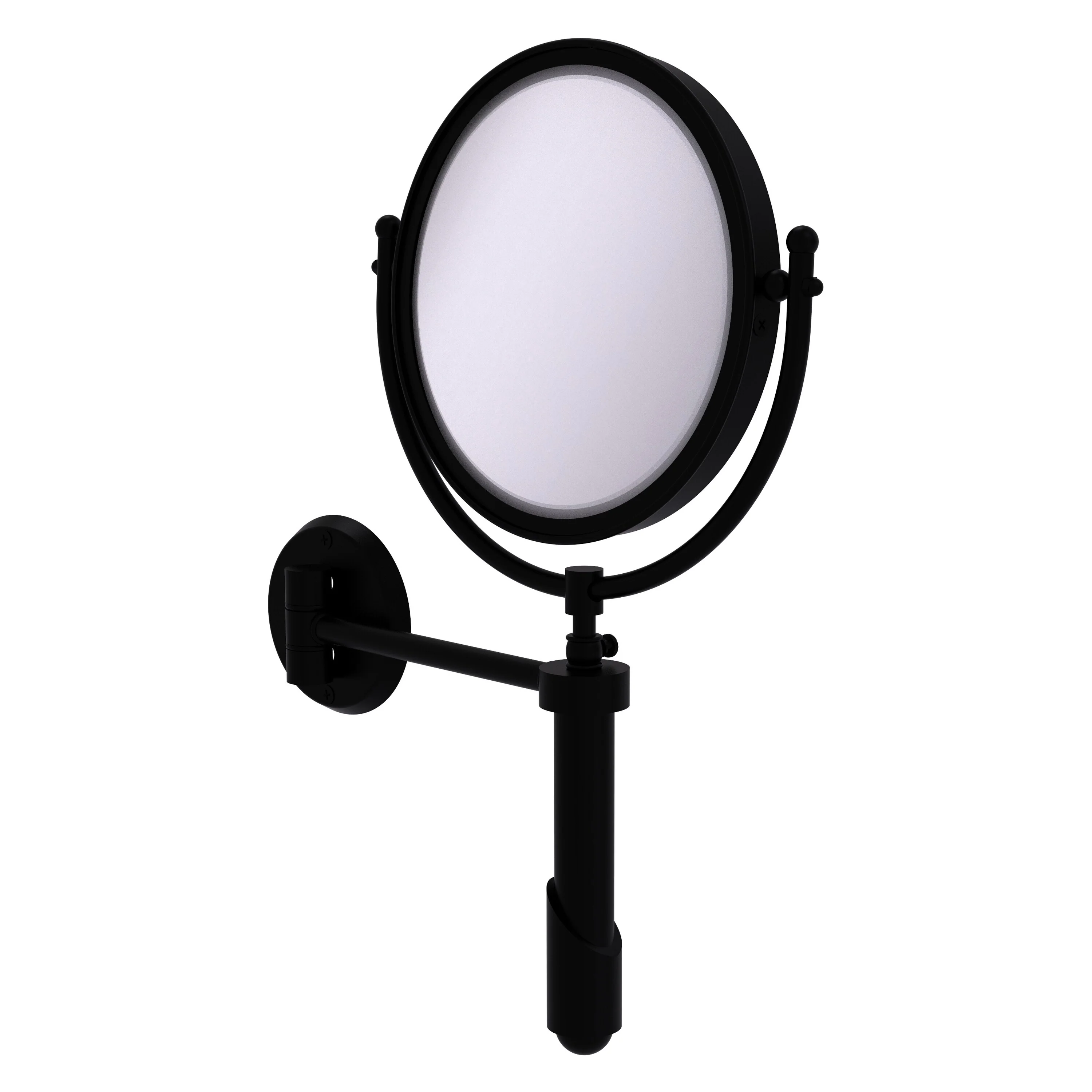 Allied Brass Soho 8-in x 15-in Matte Black Double-Sided 2x Magnifying Wall-Mounted Vanity Mirror