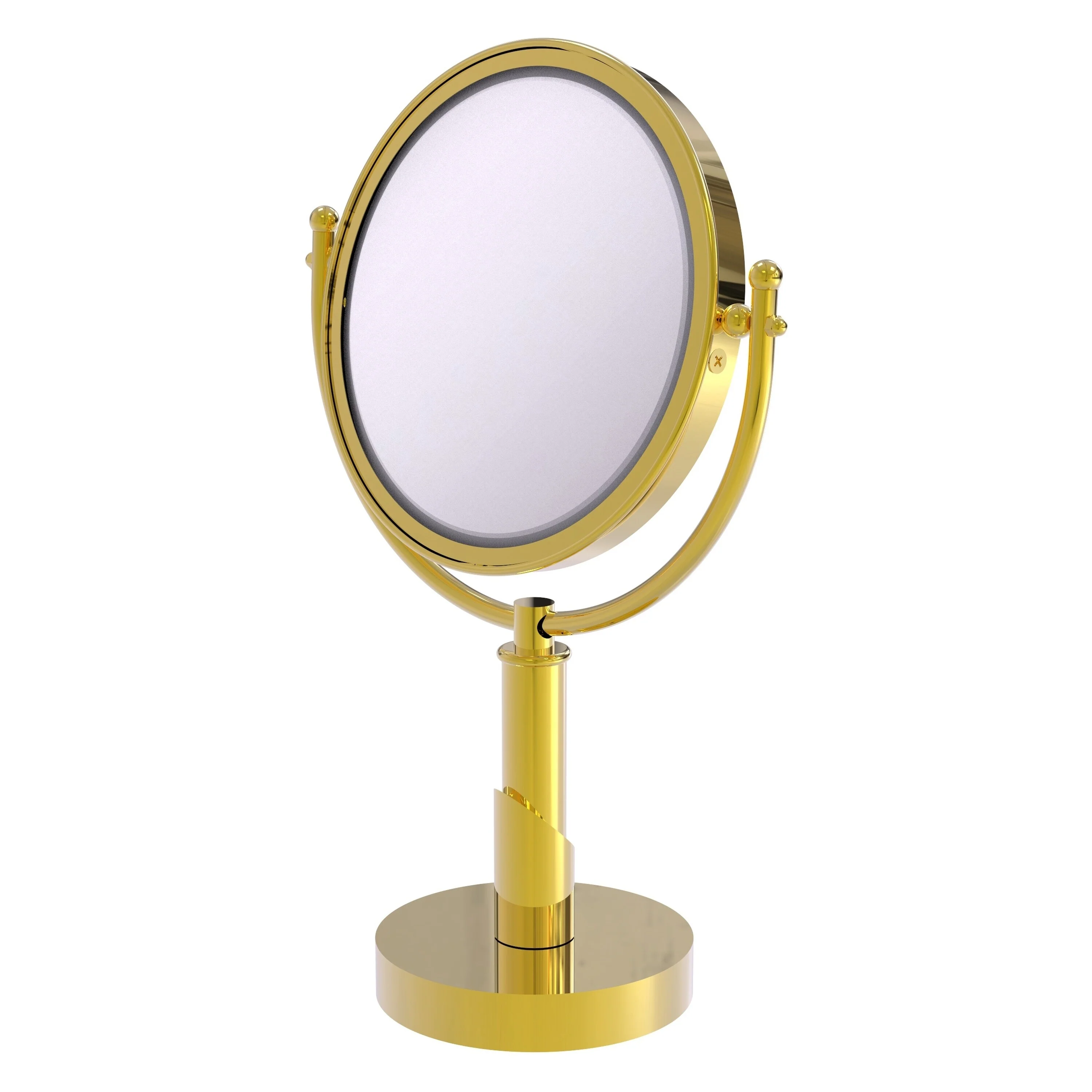Allied Brass Soho 8-in x 15-in Polished Brass Double-Sided 5x Magnifying Countertop Vanity Mirror