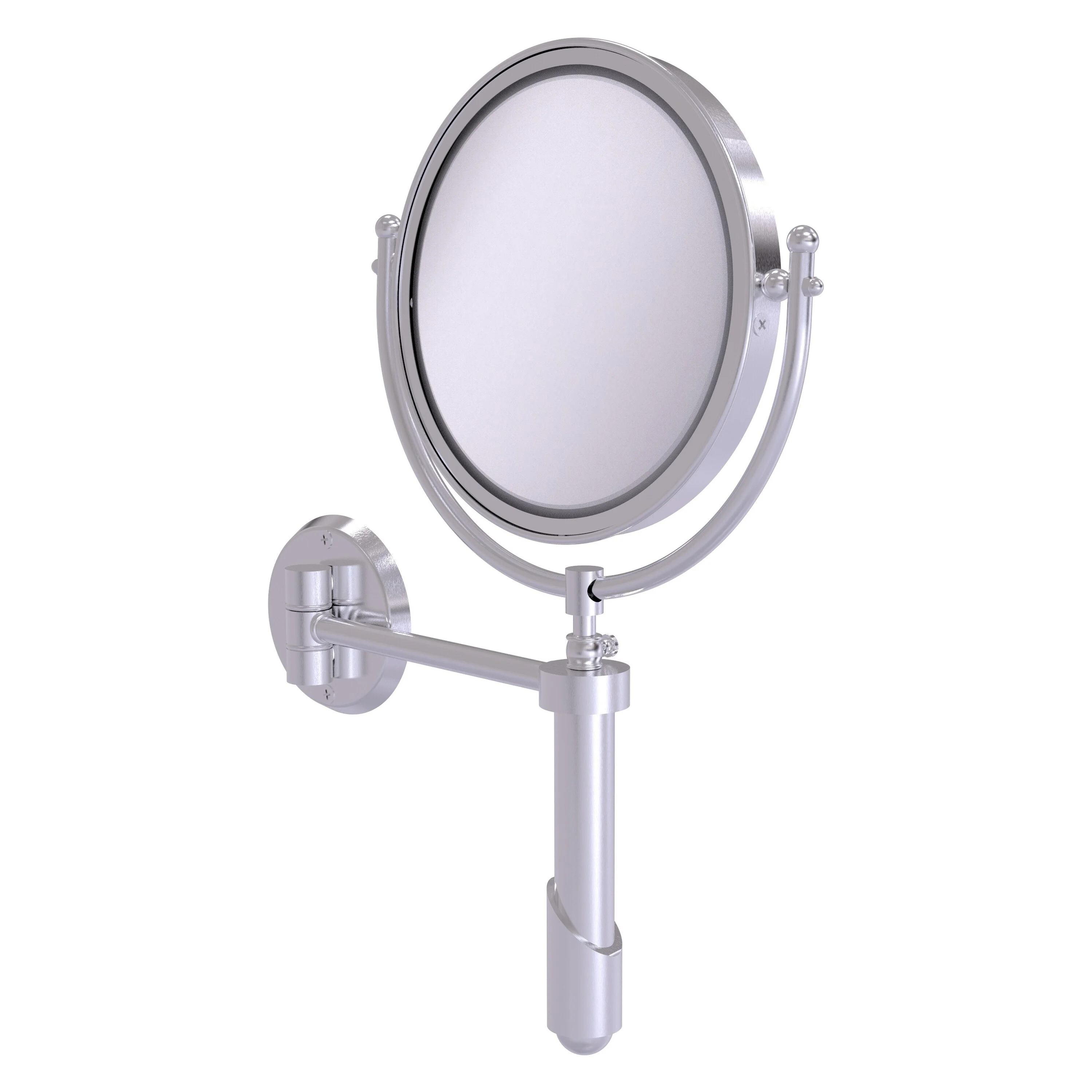 Allied Brass Soho 8-in x 15-in Satin Chrome Double-Sided Magnifying Wall-Mounted Vanity Mirror